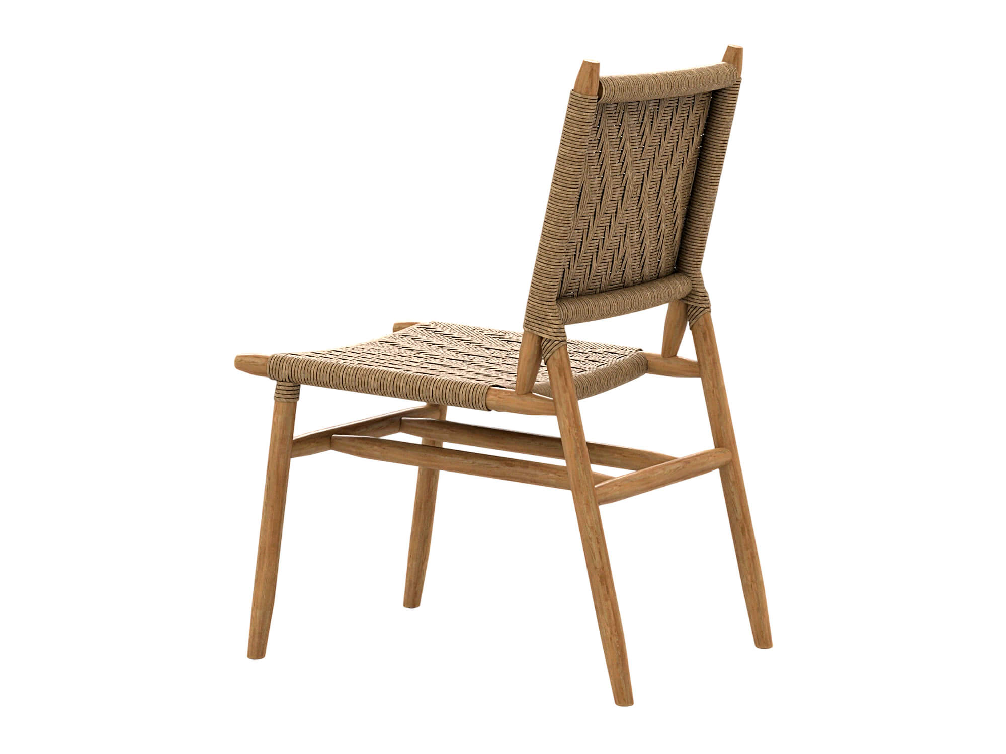 Woven Rope Seat and Back Wooden Dining Chair 3D Model