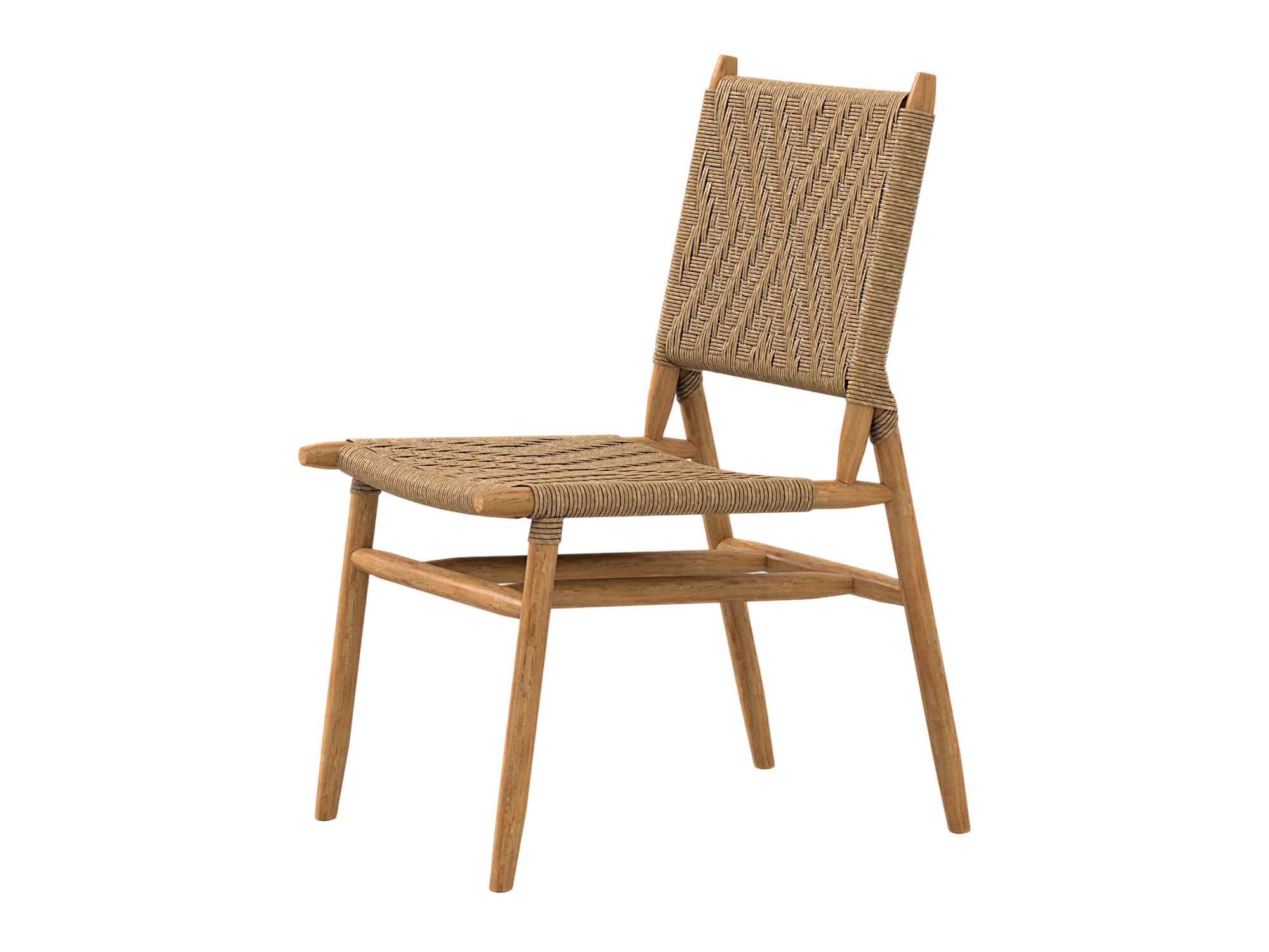 Woven Rope Seat and Back Wooden Dining Chair 3D Model