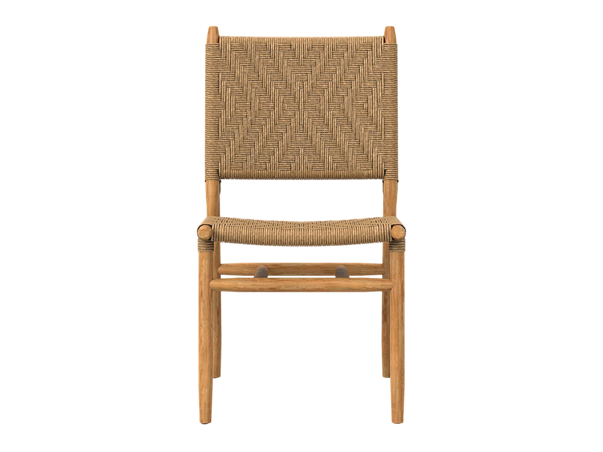 Woven Rope Seat and Back Wooden Dining Chair 3D Model