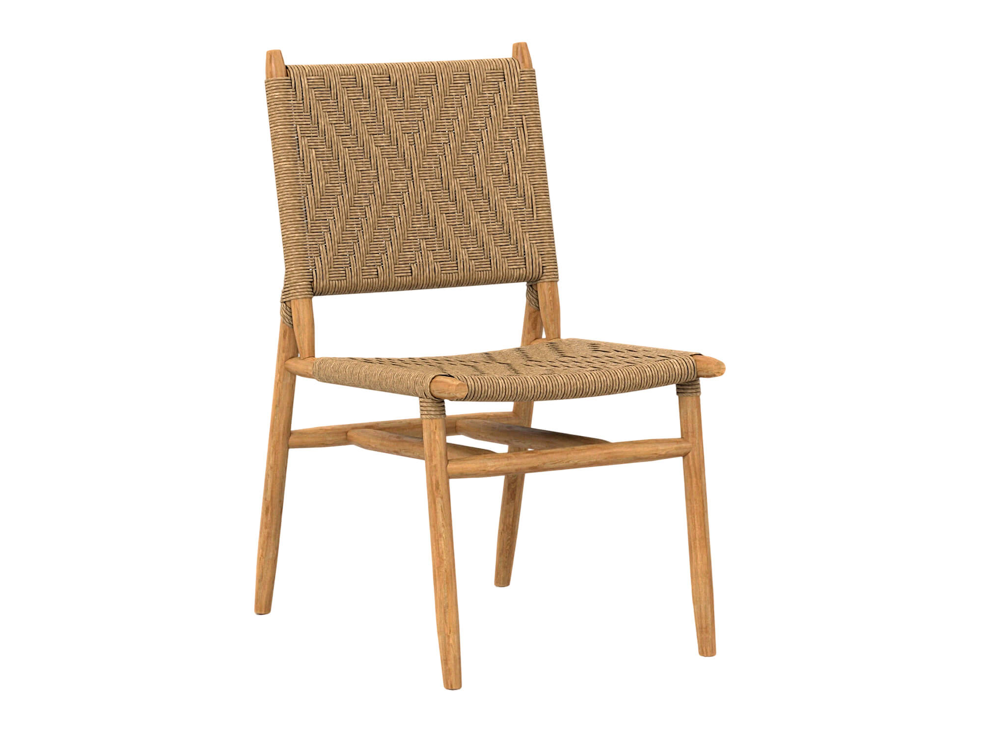 Woven Rope Seat and Back Wooden Dining Chair 3D Model