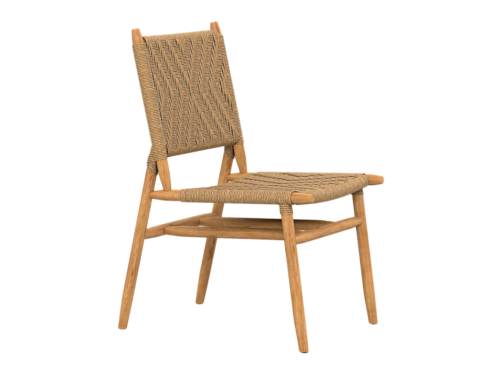Woven Rope Seat and Back Wooden Dining Chair 3D Model