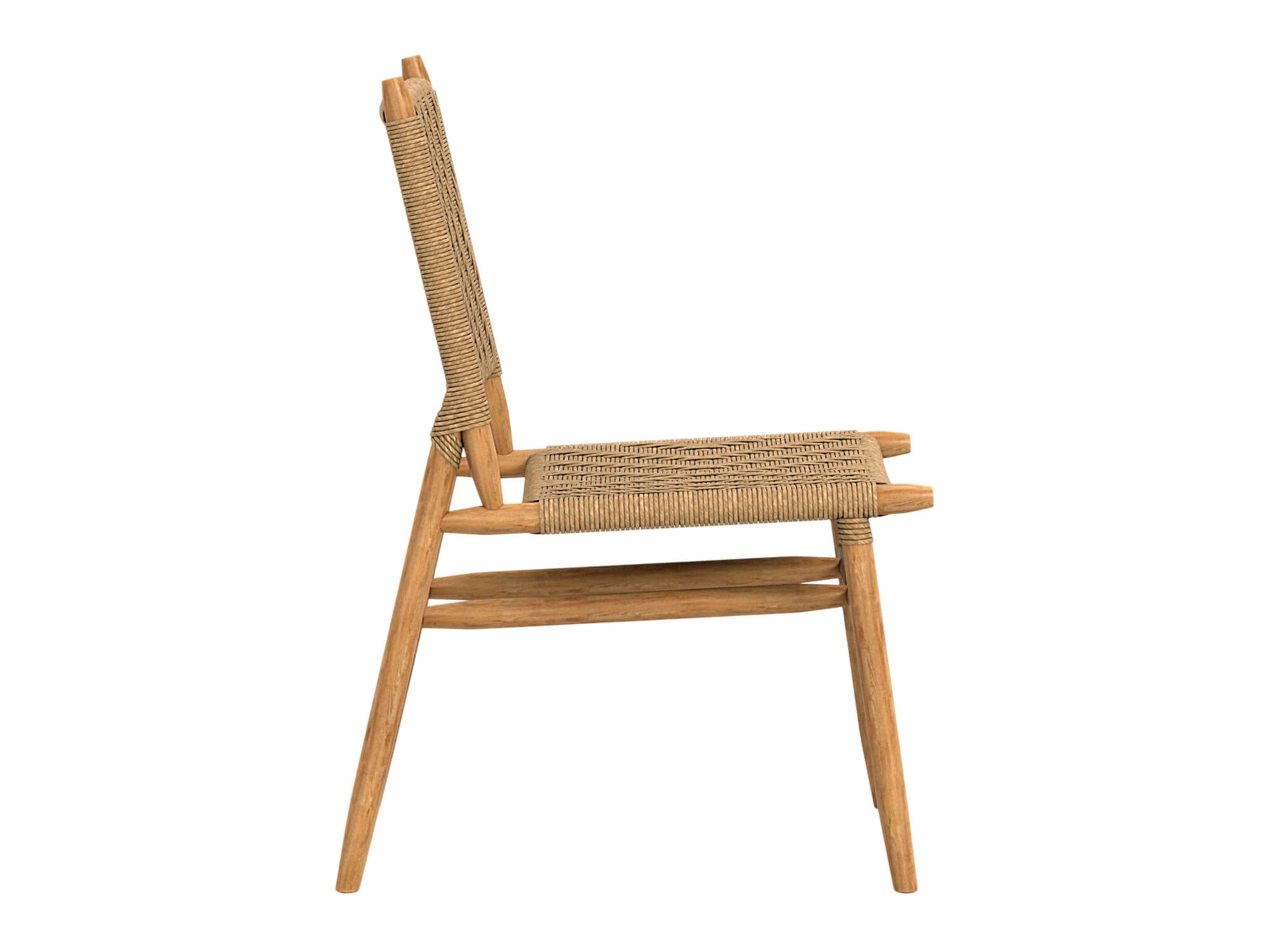 Woven Rope Seat and Back Wooden Dining Chair 3D Model