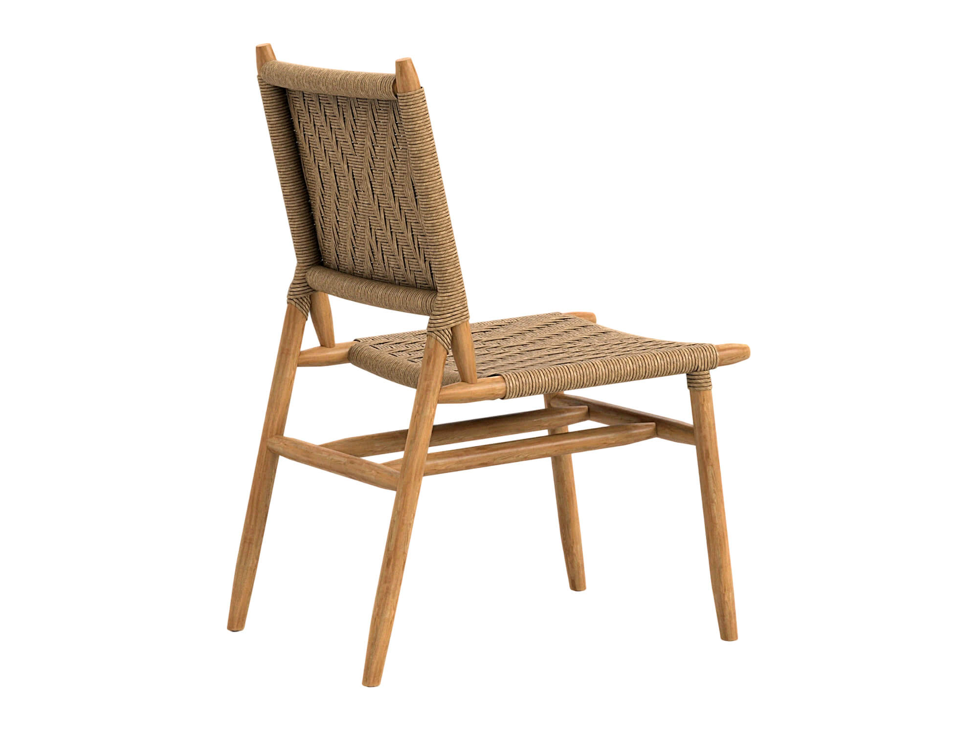 Woven Rope Seat and Back Wooden Dining Chair 3D Model