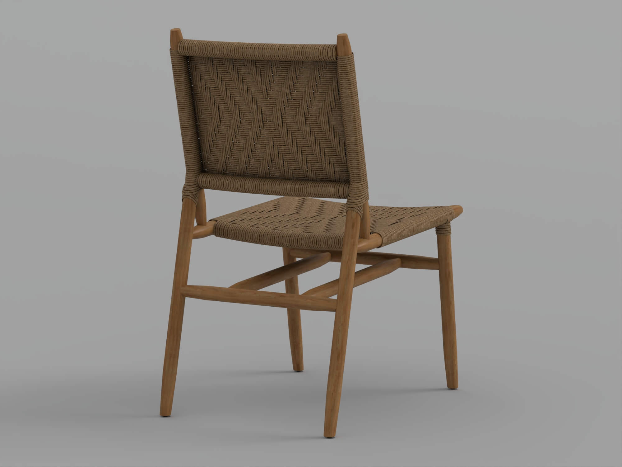 Woven Rope Seat and Back Wooden Dining Chair 3D Model