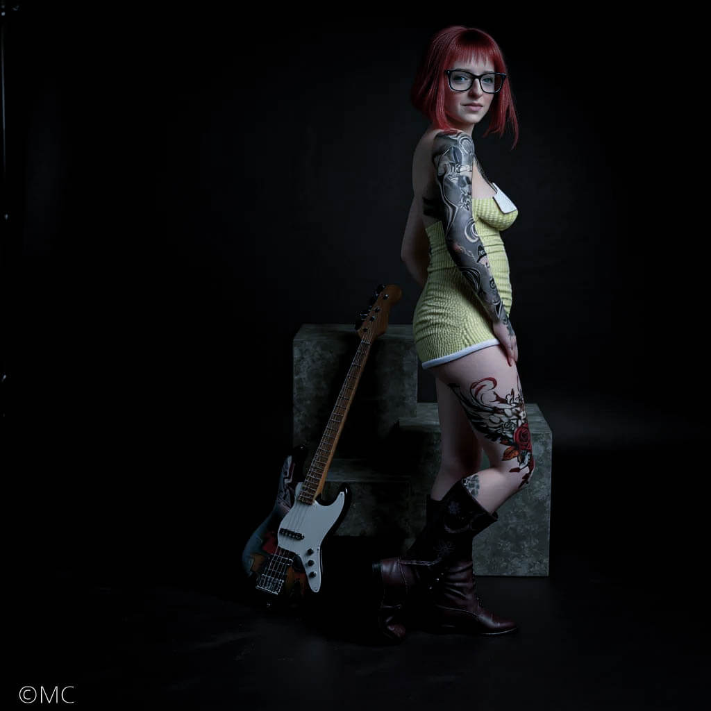 The Character of Fantasy Beauty Red Hair Guitar 3D Render, Digital Artwork by MC3D57
