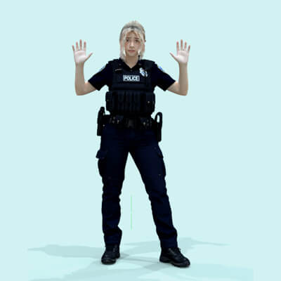 Police Woman Arms Raised