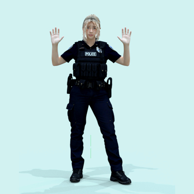 Police Woman Arms Raised