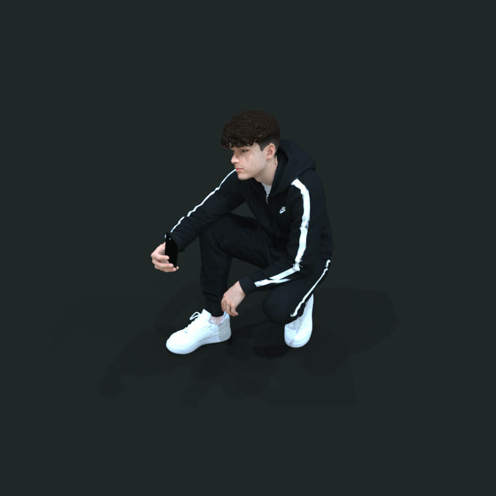 Teenager Stand Boy Jogging Black Daz Content