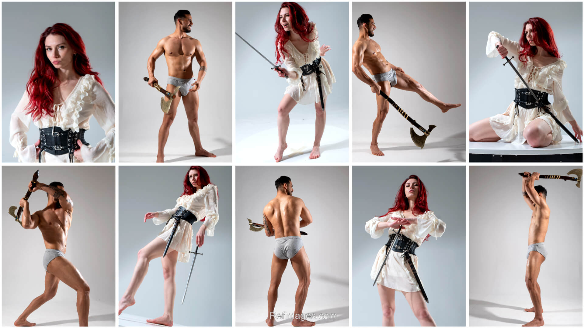 Battlebound 2300 Male and Female Warrior Poses Reference Photo Set