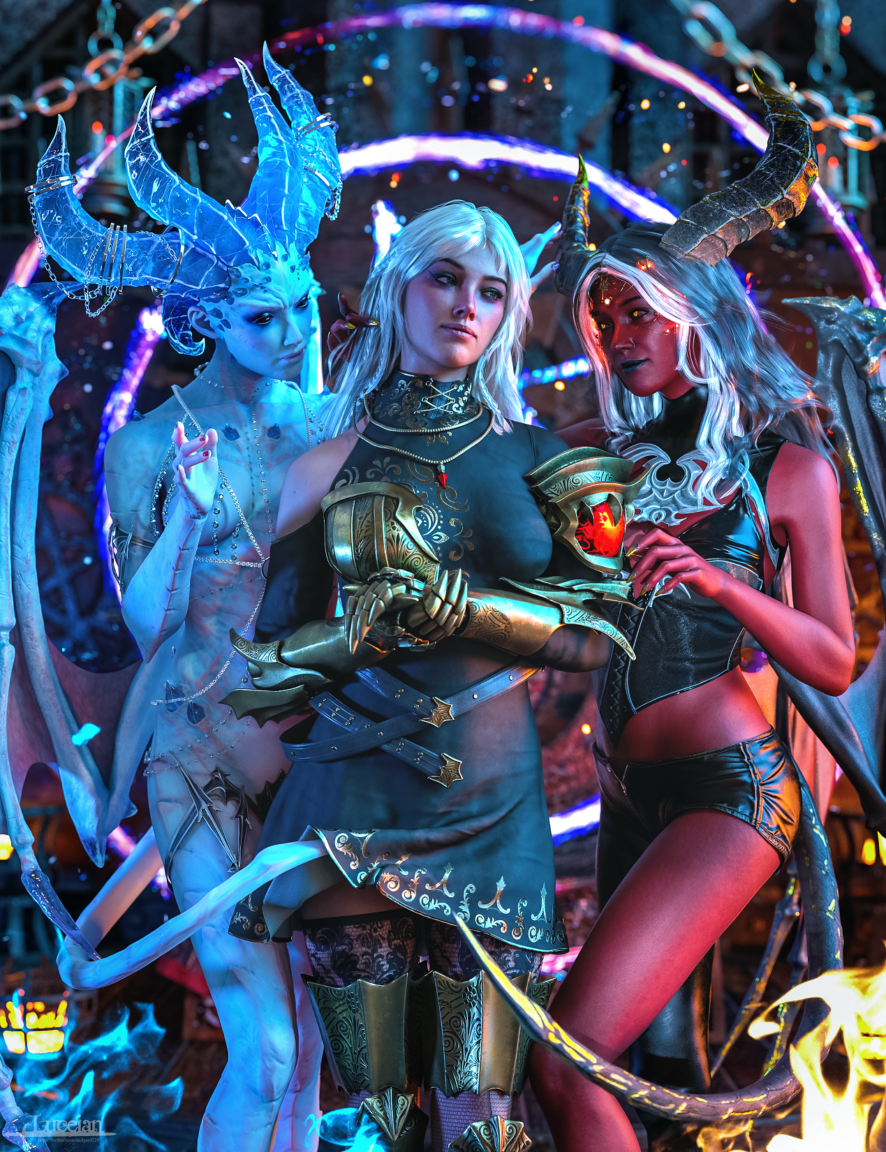 Trinity of Temptation 3D Render, Digital Artwork by midgard229