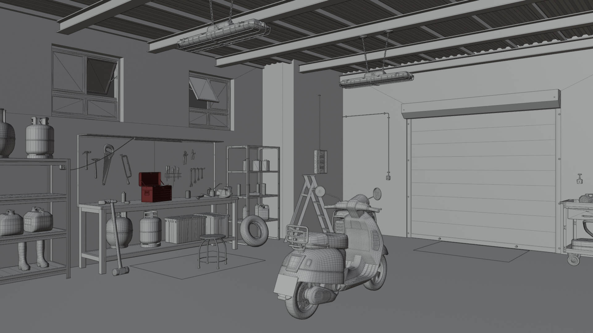 Garage Workshop Environment 3D Model