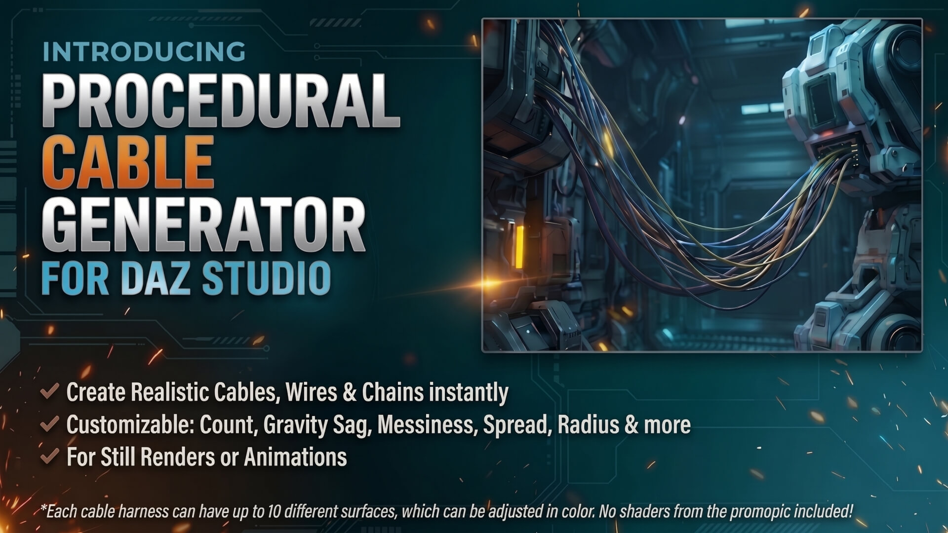 Procedural Cable Generator With "Chain" Feature Daz Content