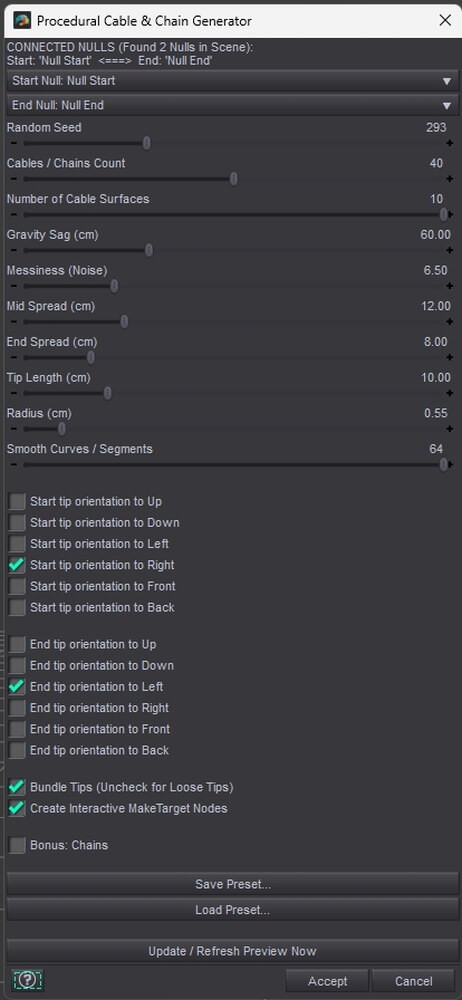 Procedural Cable Generator With "Chain" Feature Daz Content