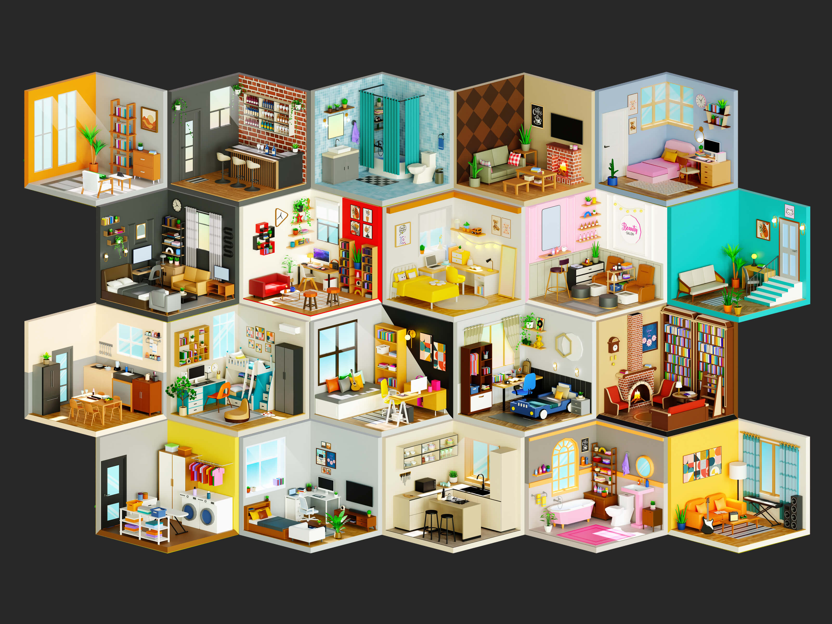 Cozy Interior Room 2 Low-Poly 3D Model 3D Model