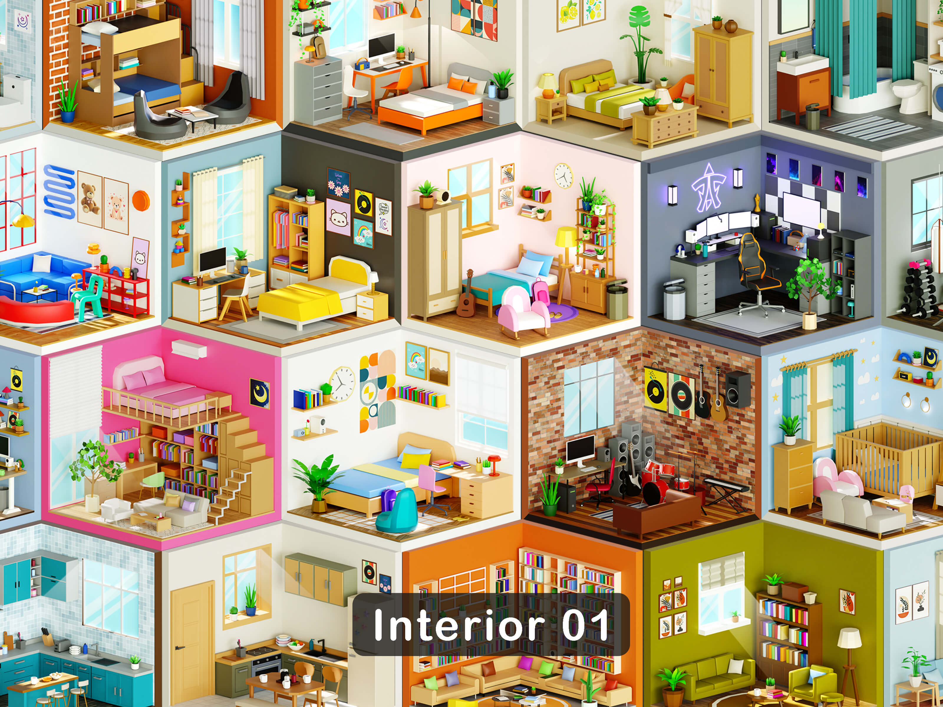 Interior 1 Low-Poly 3D Model 3D Model