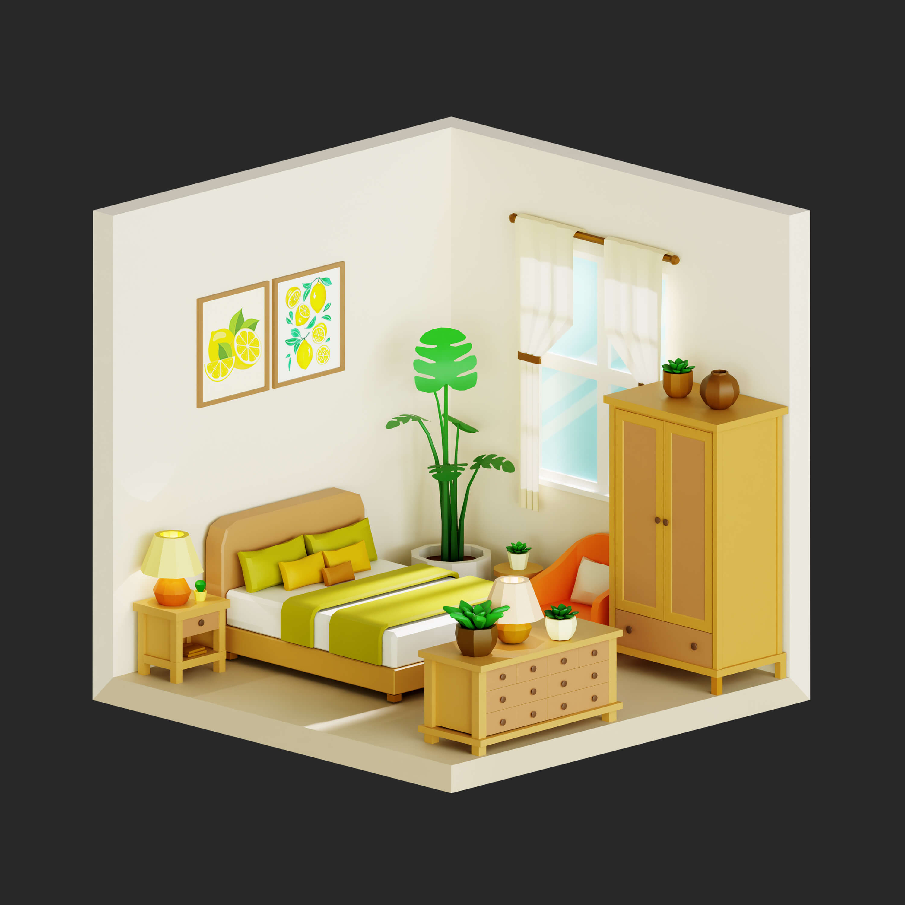 Interior 1 Low-Poly 3D Model 3D Model