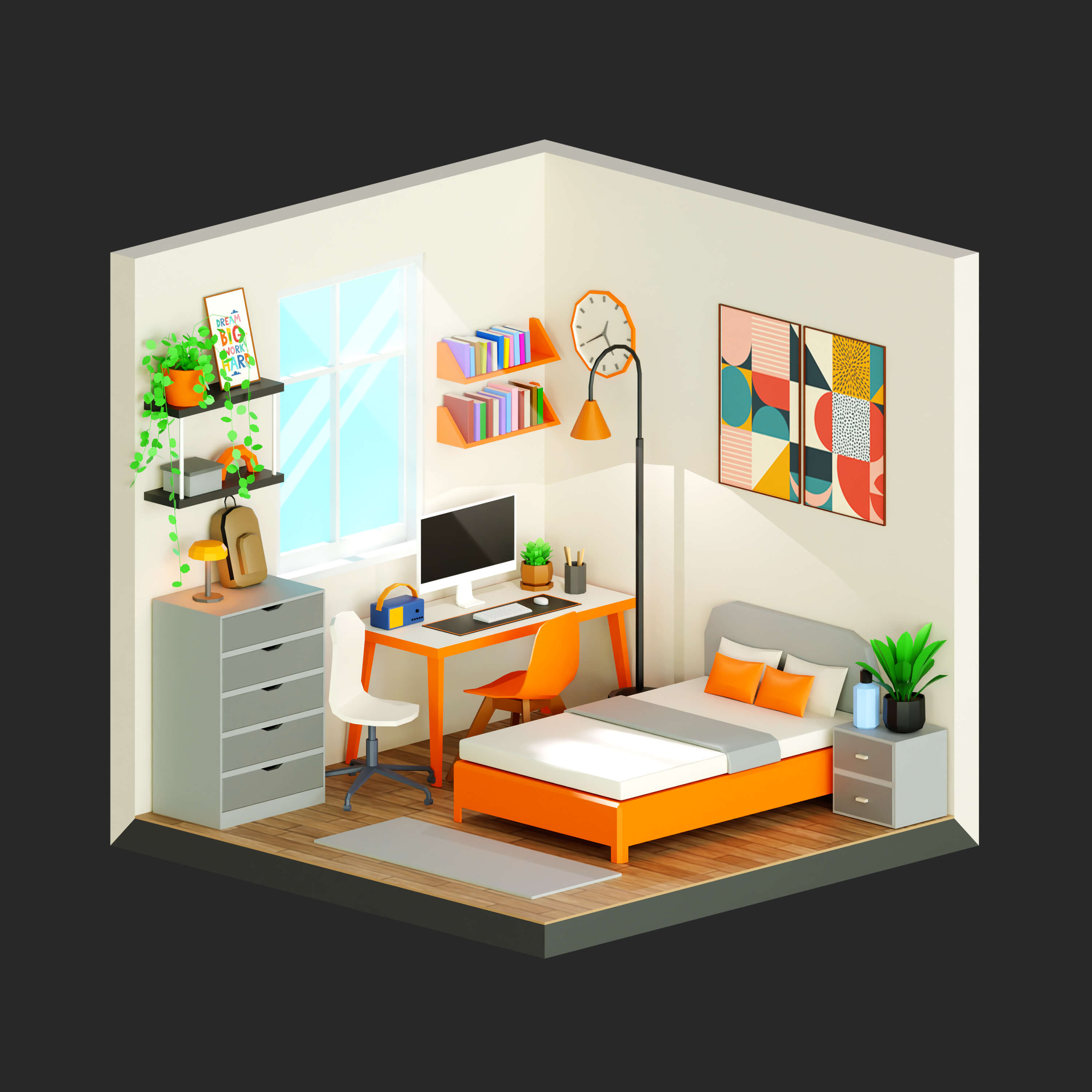 Interior 1 Low-Poly 3D Model 3D Model