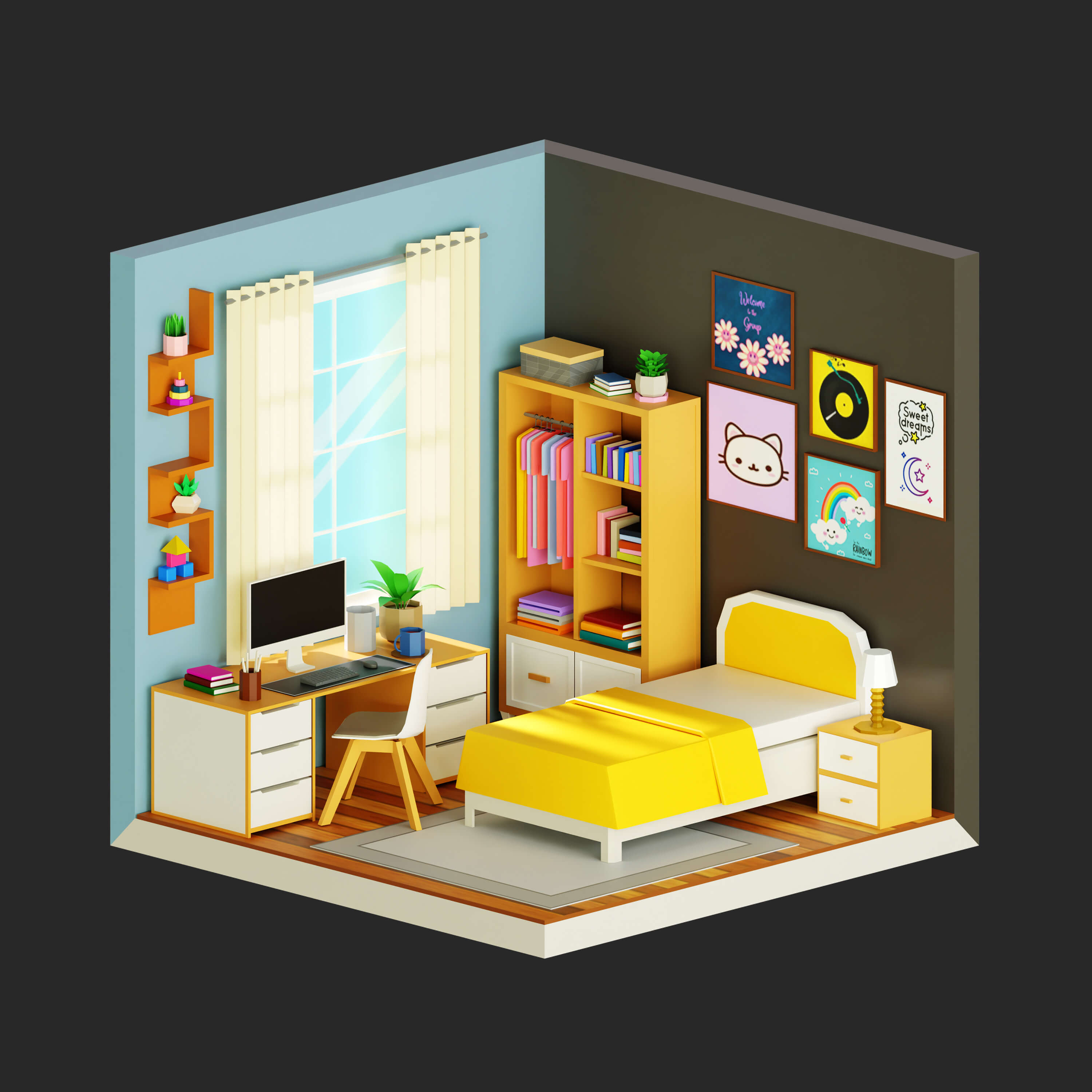 Interior 1 Low-Poly 3D Model 3D Model