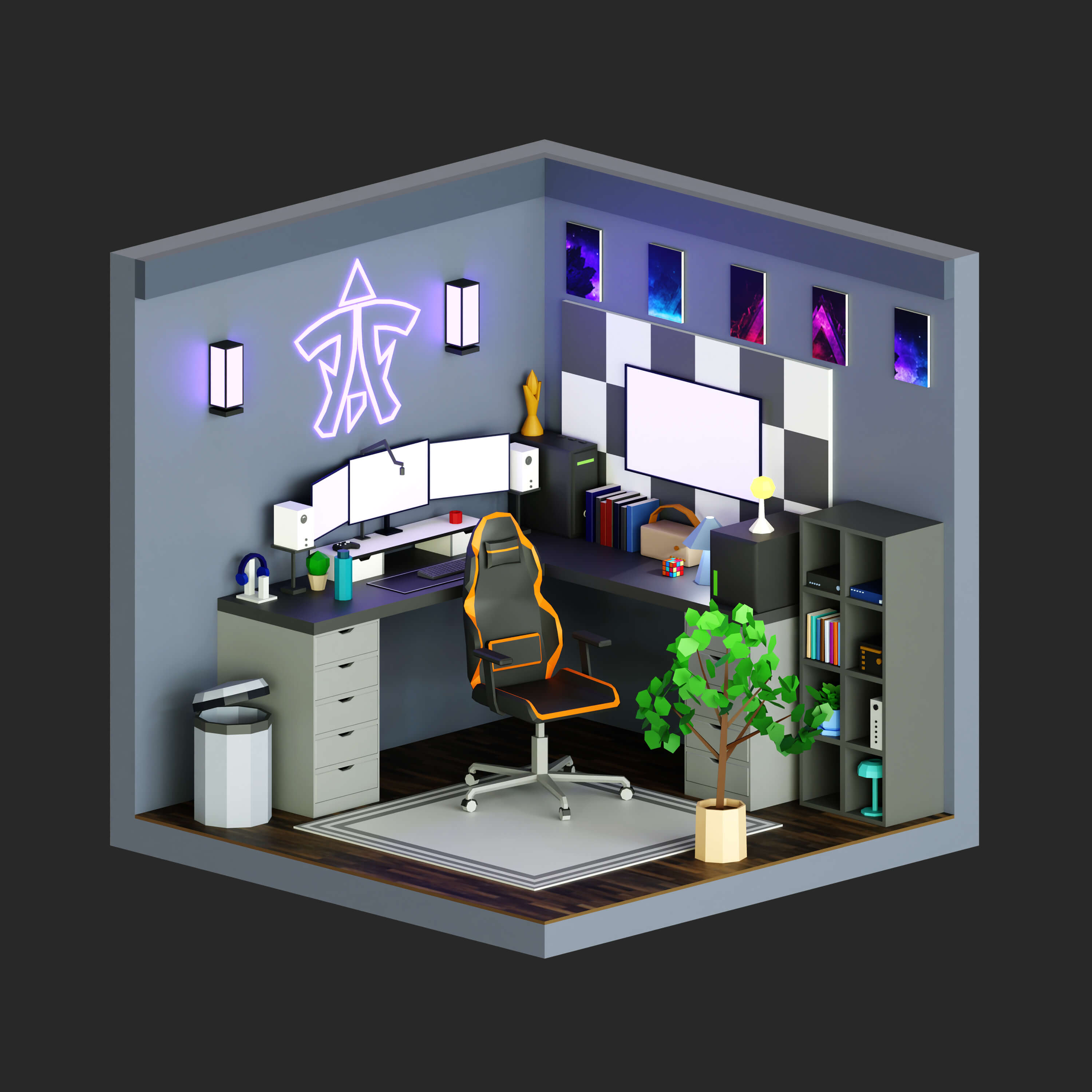 Interior 1 Low-Poly 3D Model 3D Model