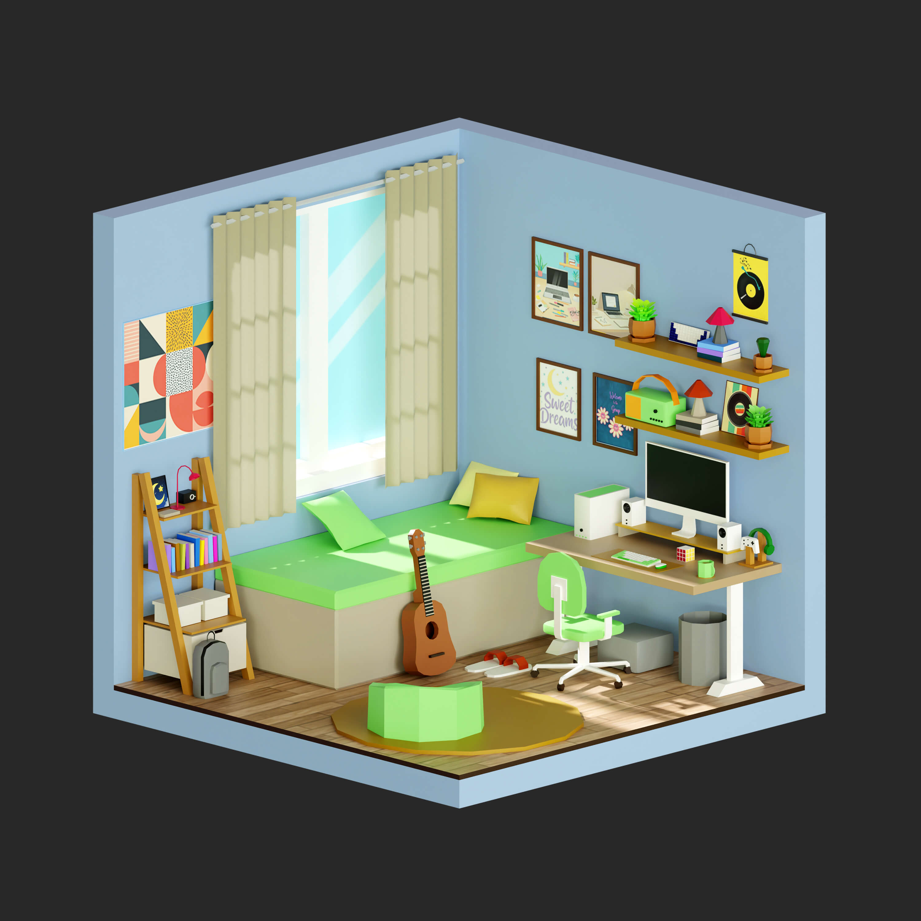 Interior 1 Low-Poly 3D Model 3D Model