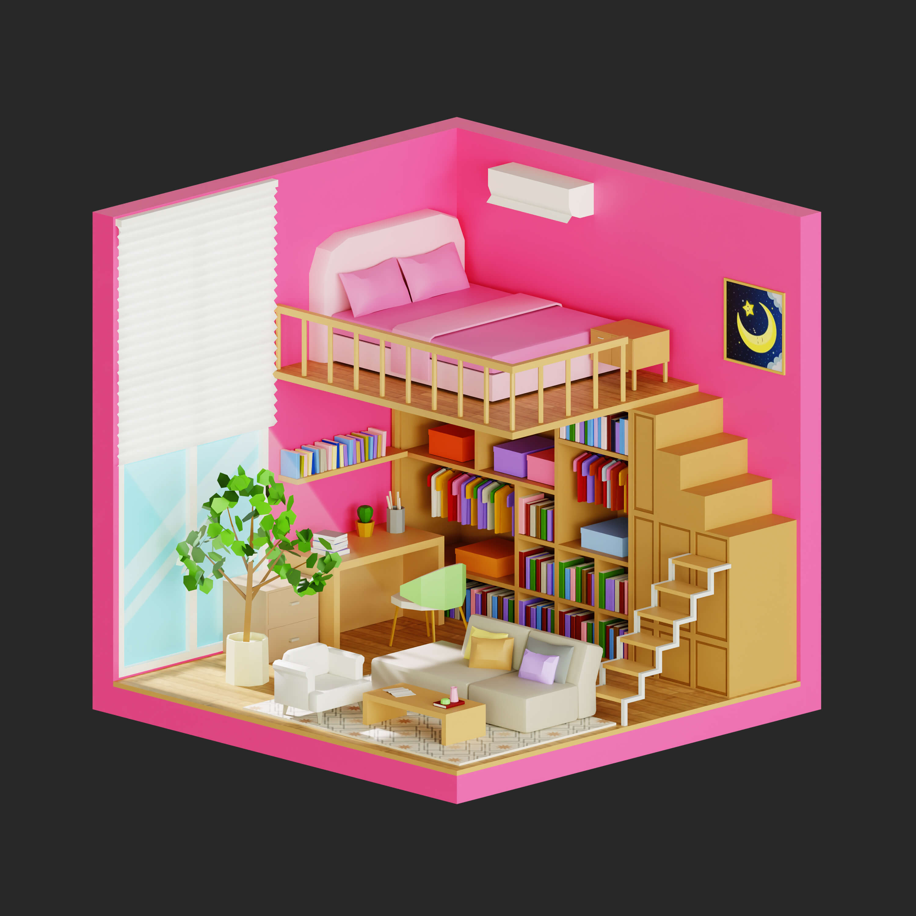 Interior 1 Low-Poly 3D Model 3D Model
