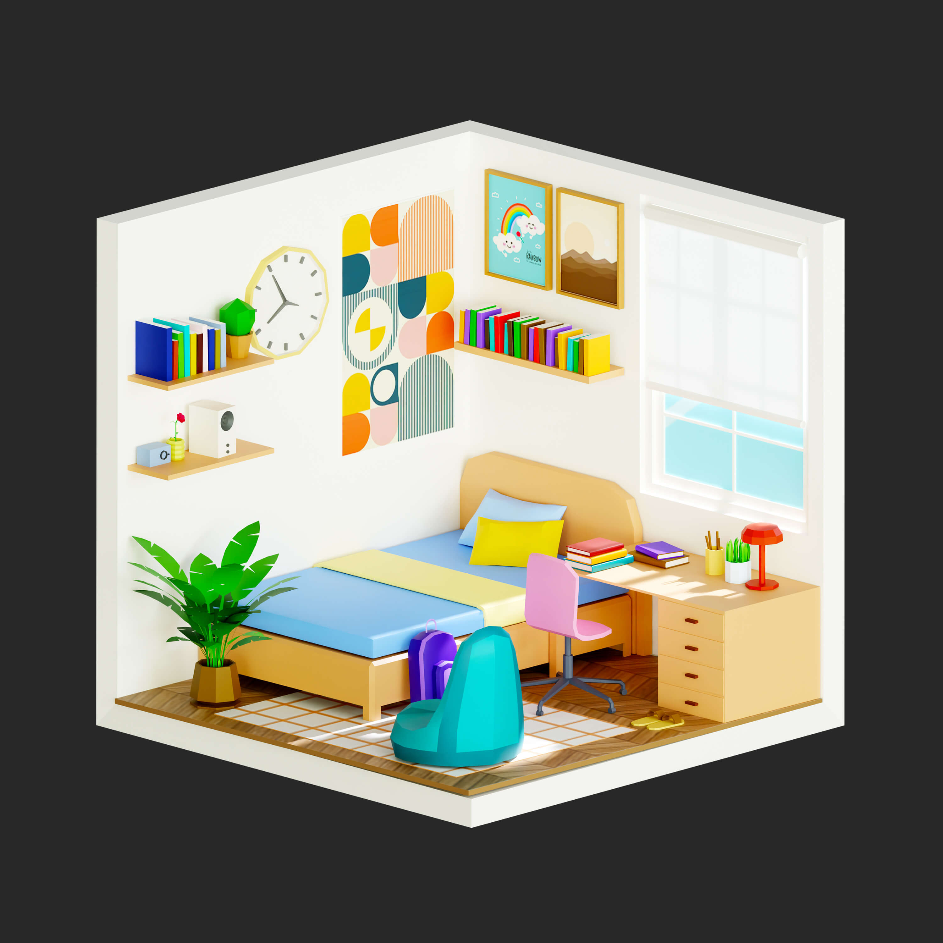 Interior 1 Low-Poly 3D Model 3D Model