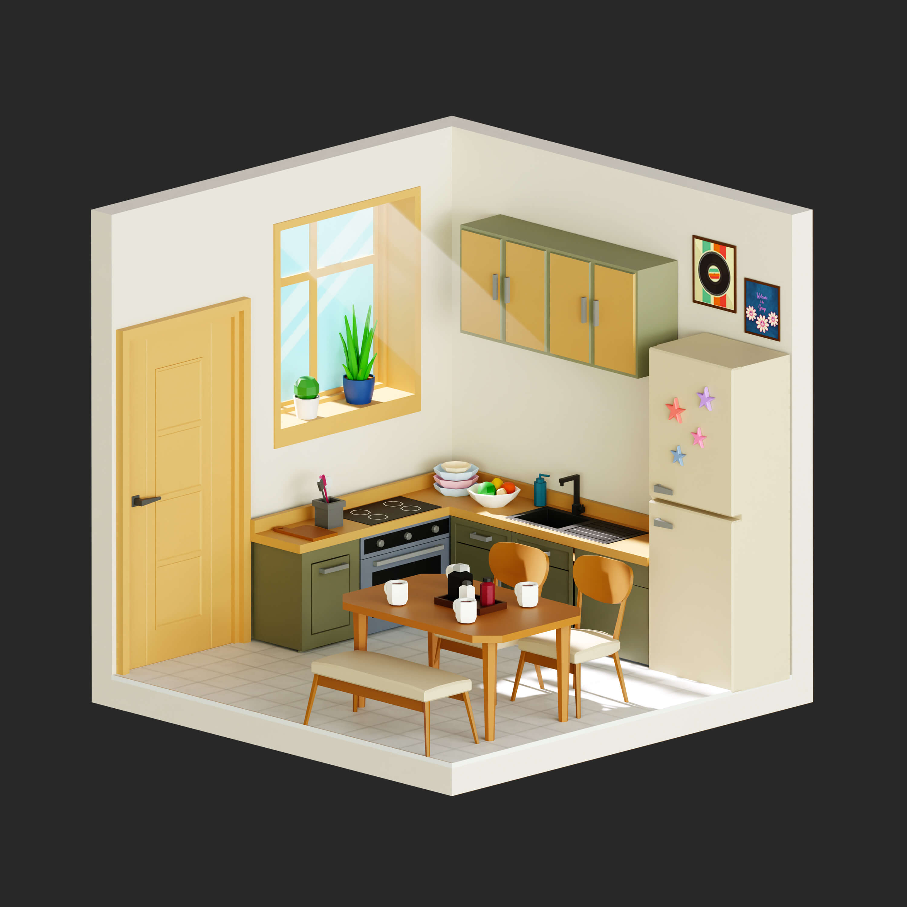 Interior 1 Low-Poly 3D Model 3D Model