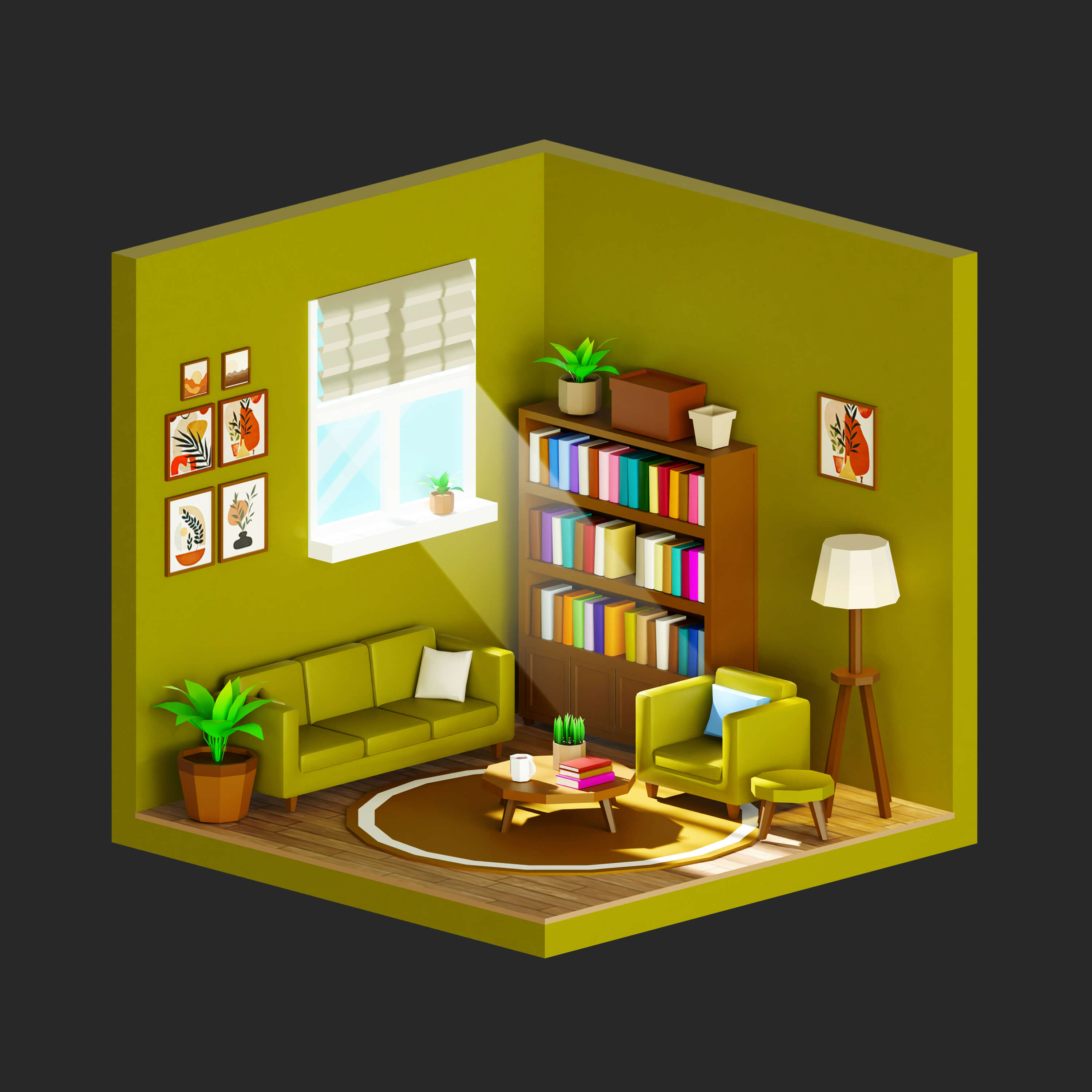 Interior 1 Low-Poly 3D Model 3D Model