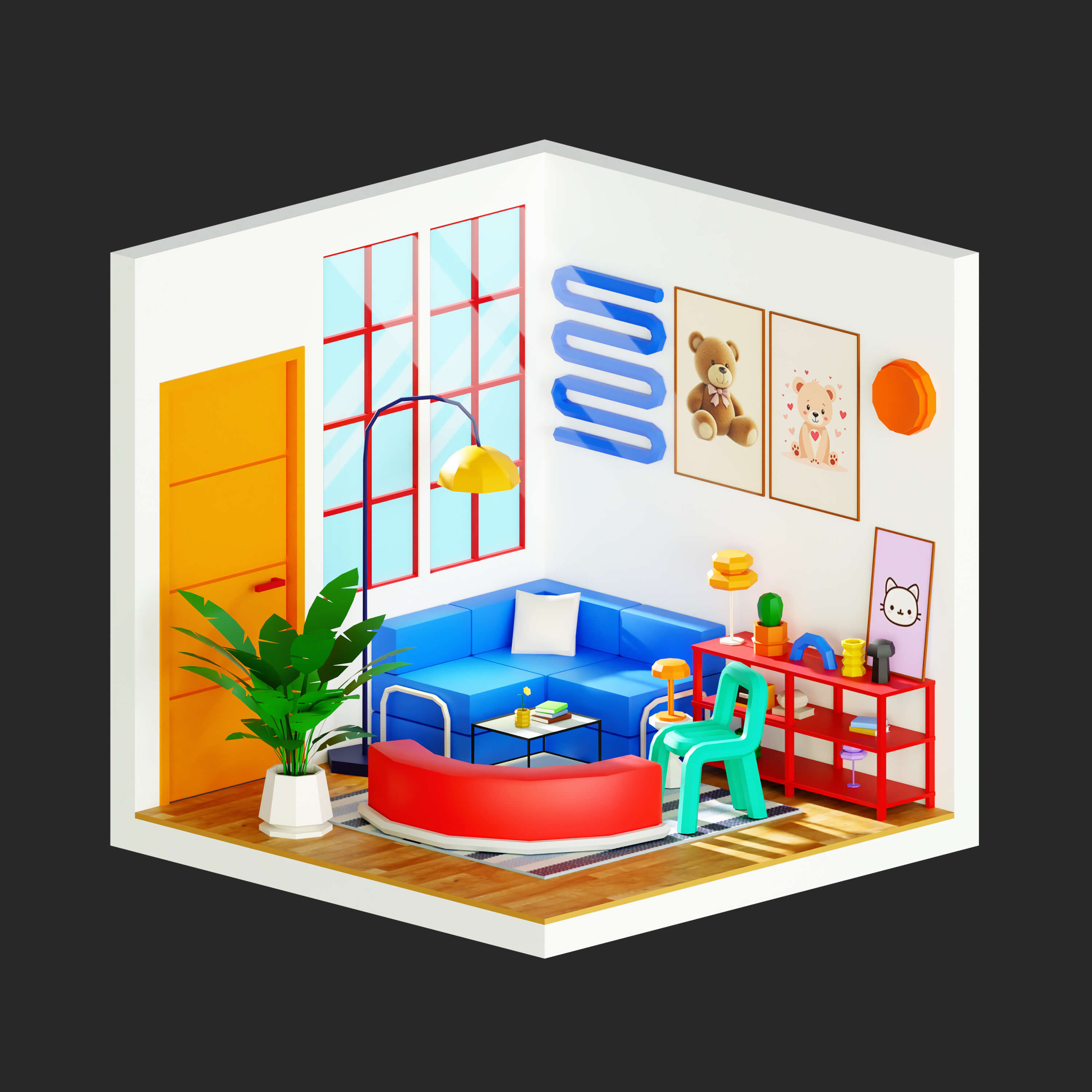 Interior 1 Low-Poly 3D Model 3D Model