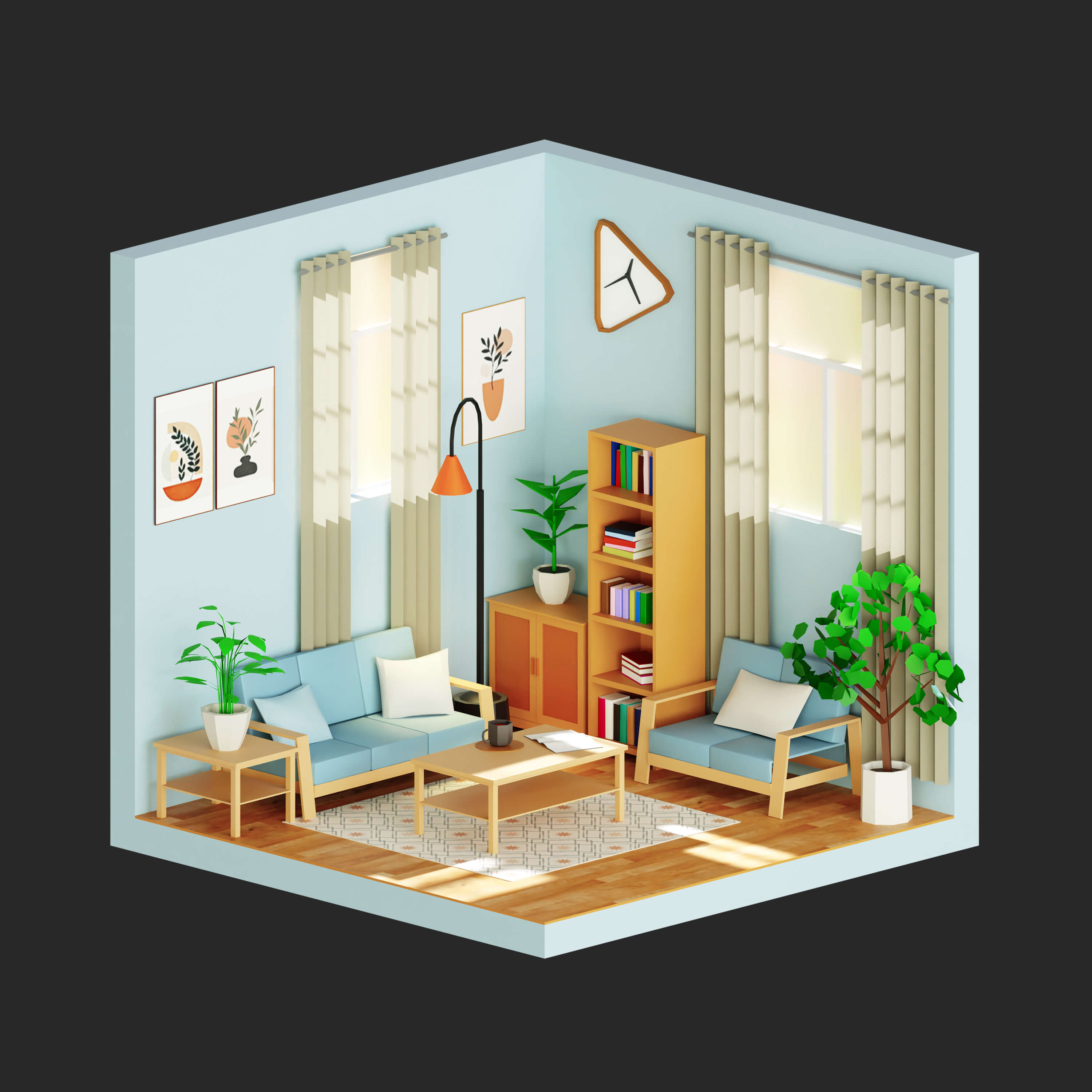 Interior 1 Low-Poly 3D Model 3D Model