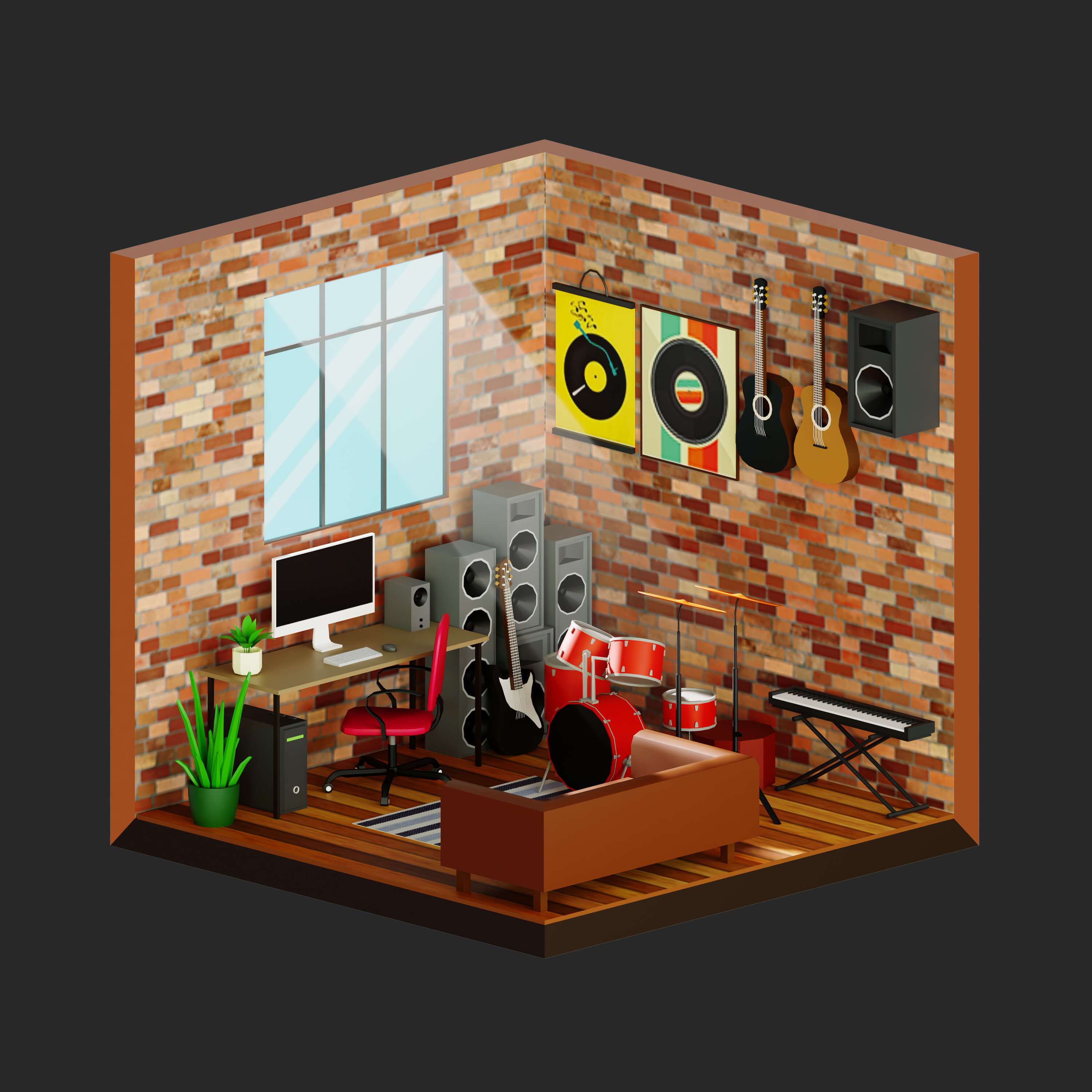Interior 1 Low-Poly 3D Model 3D Model
