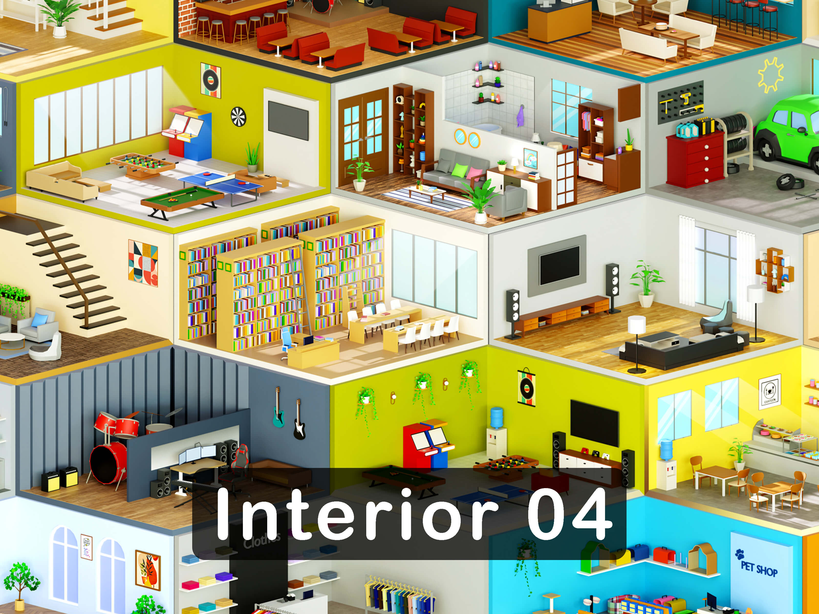 Interior Room 4 Low-Poly 3D Model 3D Model