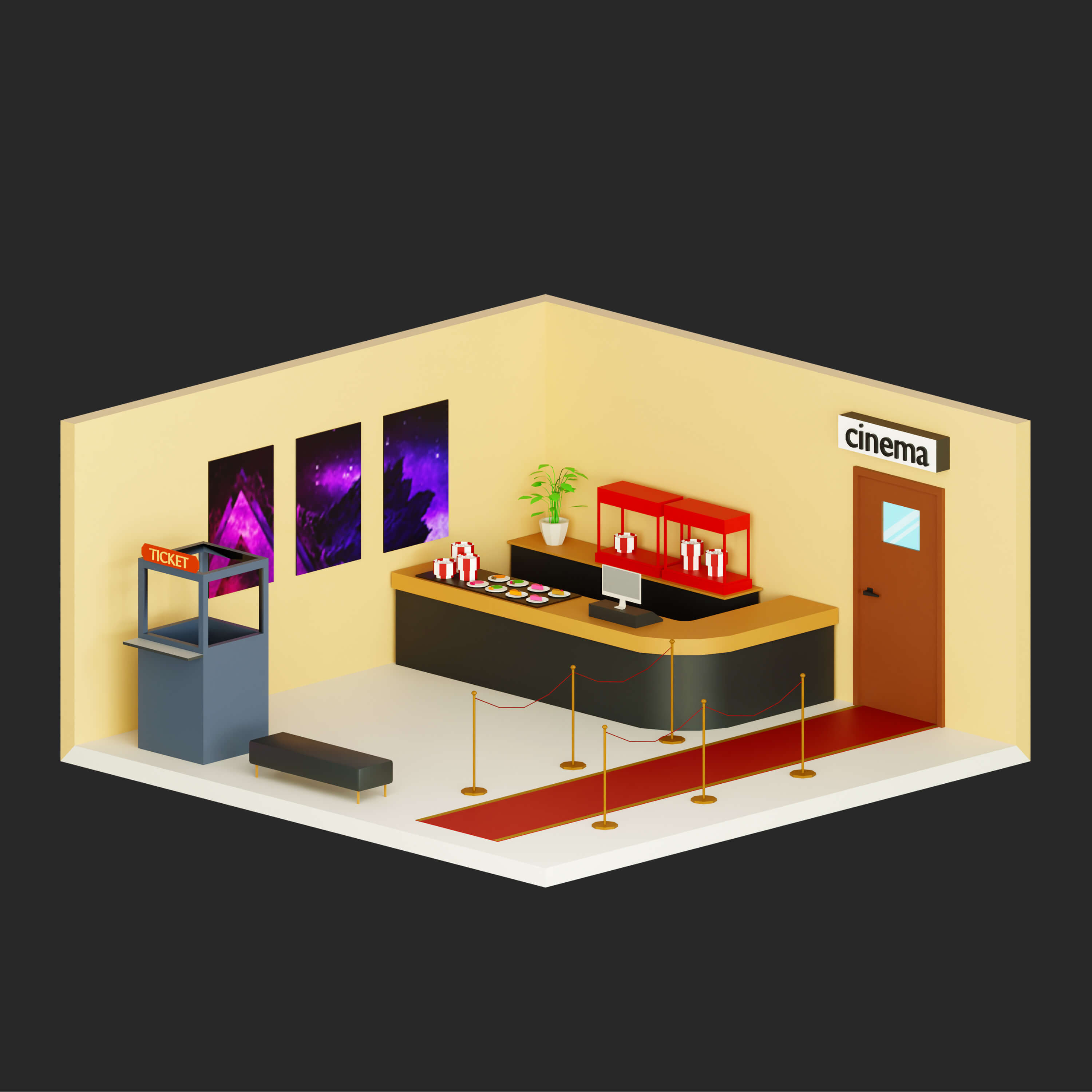 Interior Room 4 Low-Poly 3D Model 3D Model