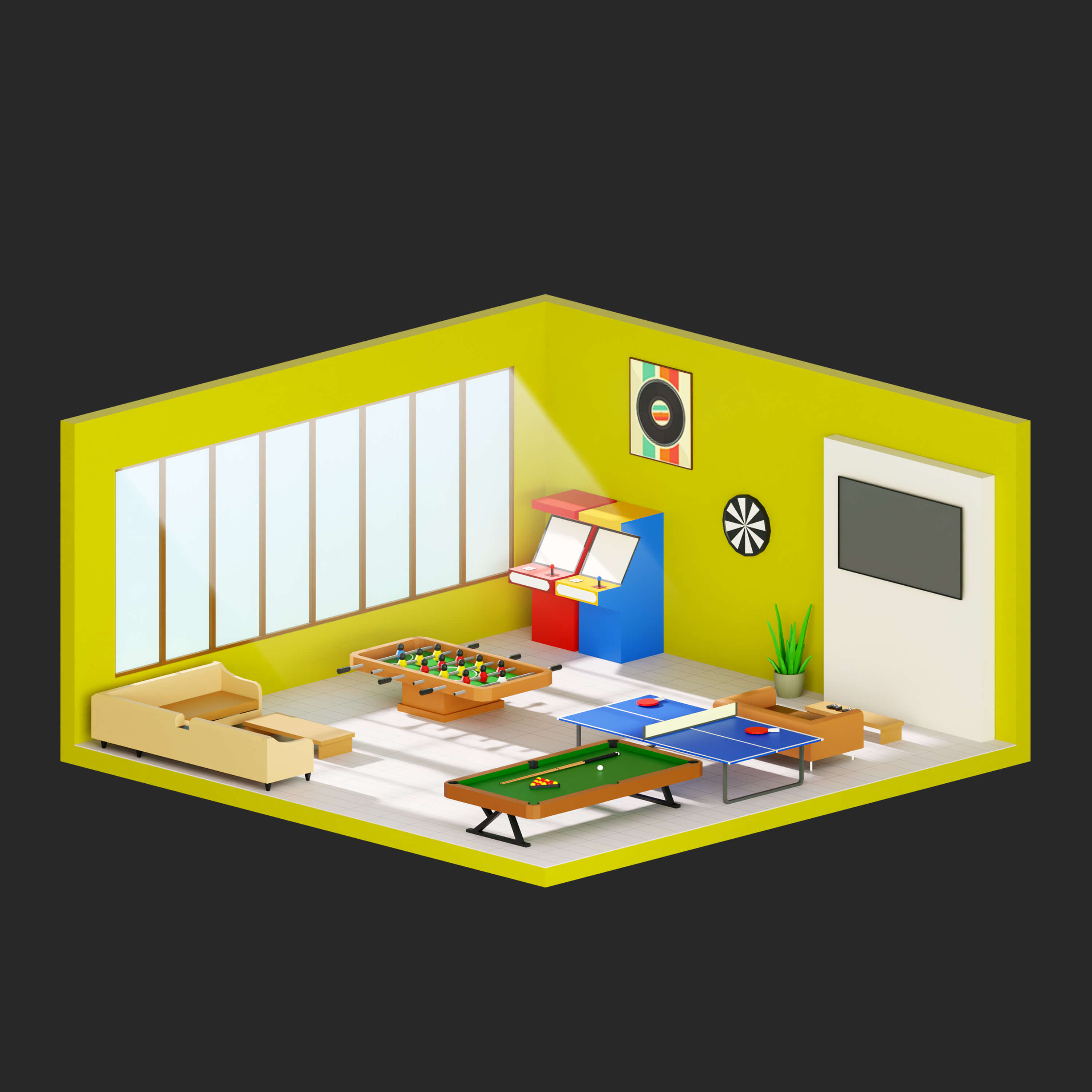 Interior Room 4 Low-Poly 3D Model 3D Model