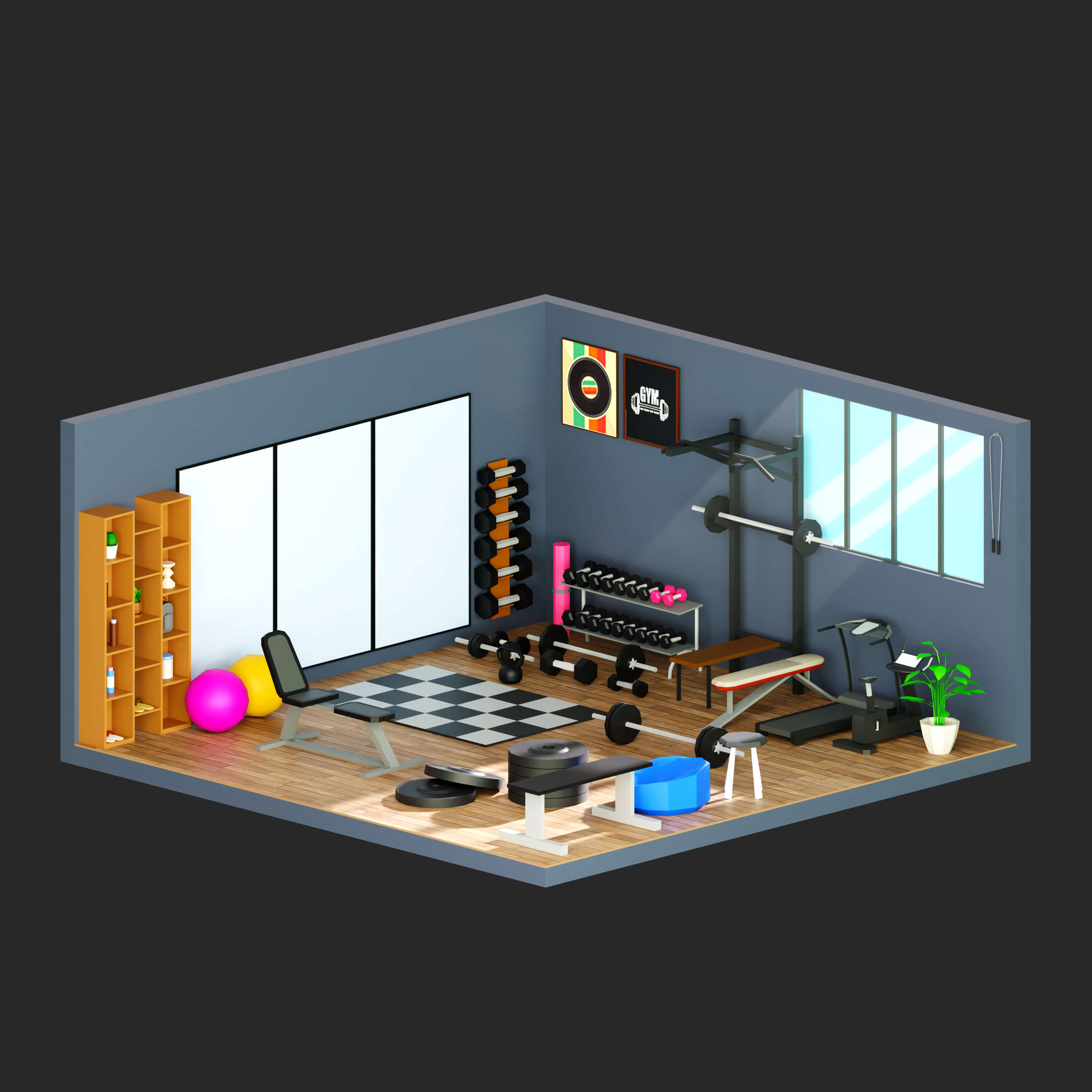 Interior Room 4 Low-Poly 3D Model 3D Model