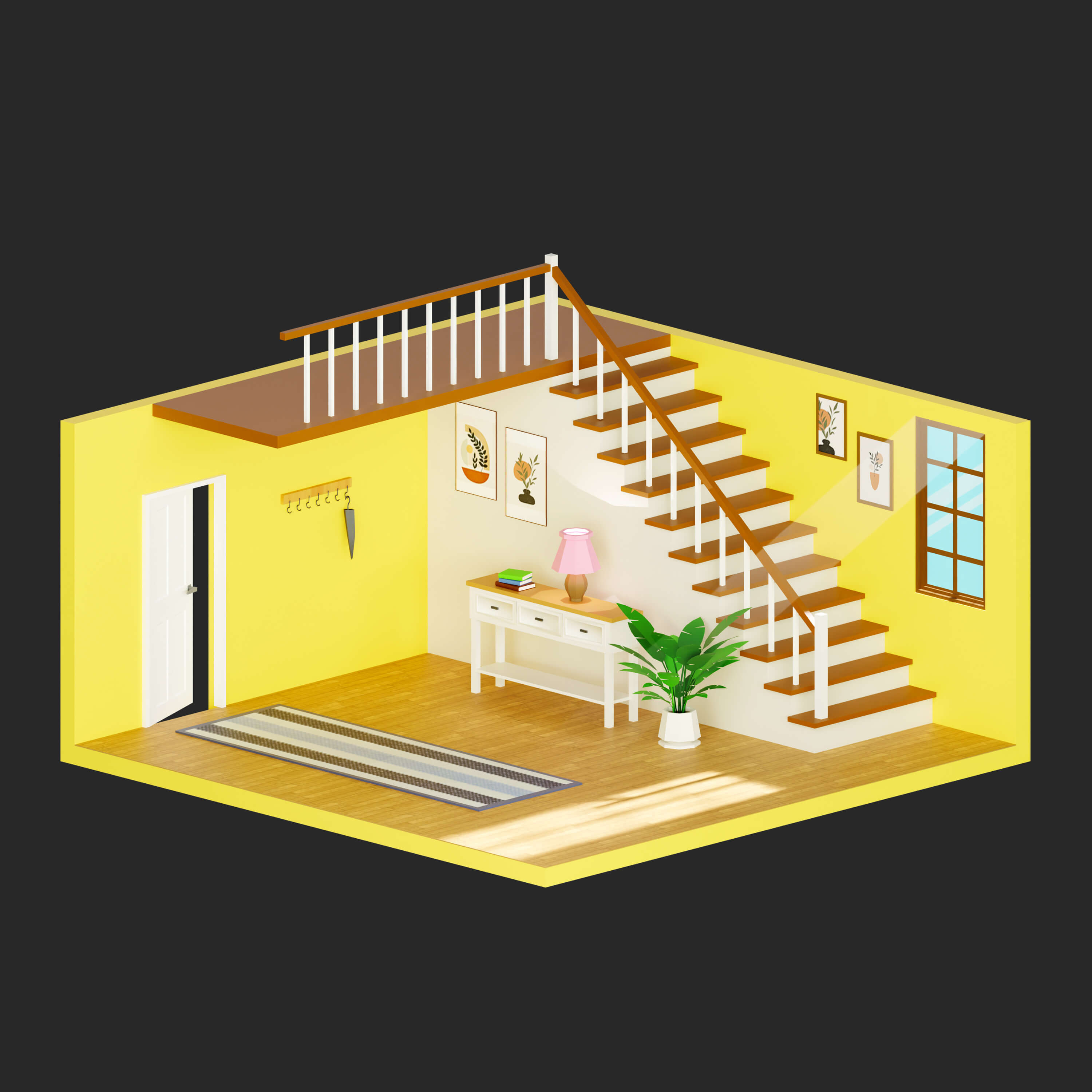 Interior Room 4 Low-Poly 3D Model 3D Model