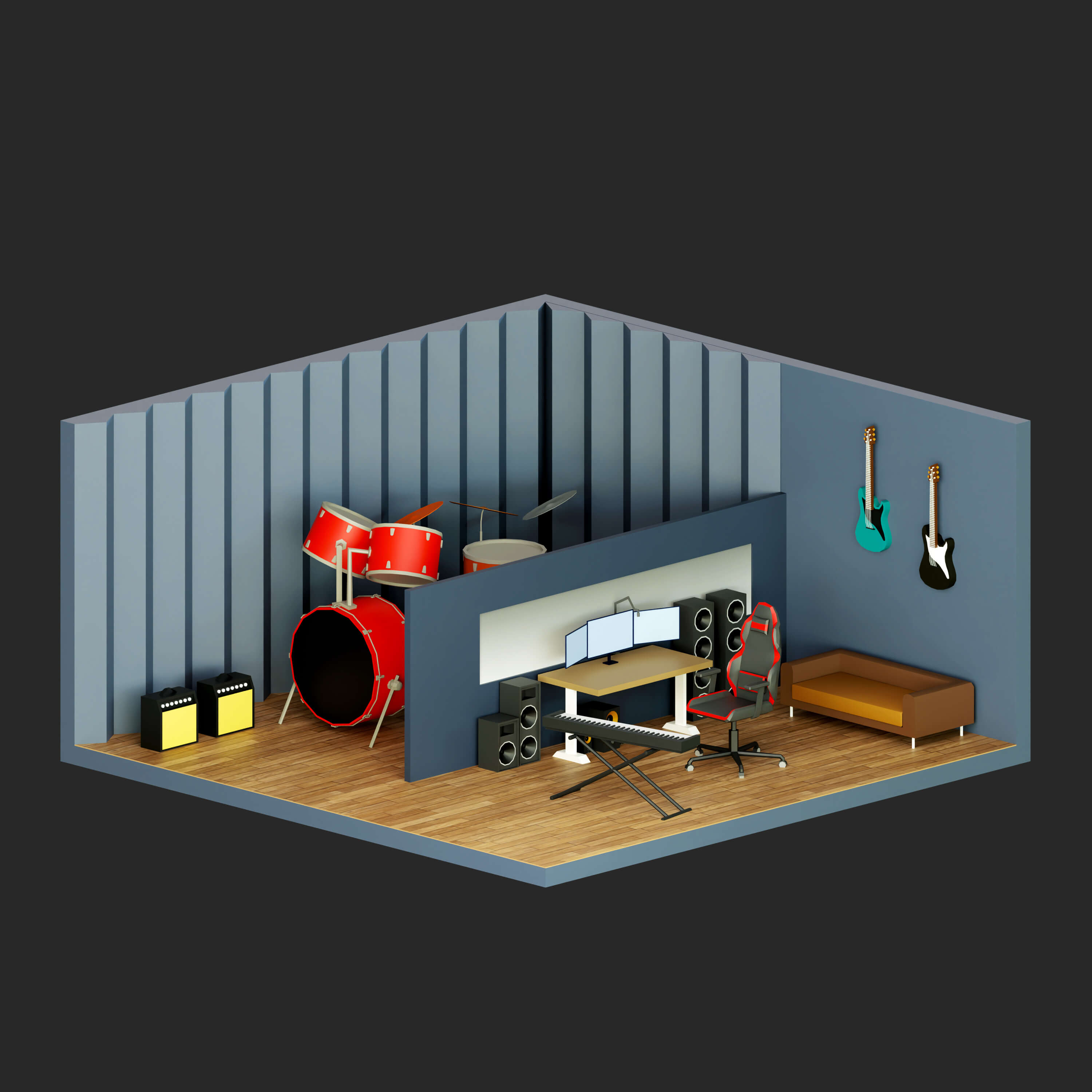 Interior Room 4 Low-Poly 3D Model 3D Model