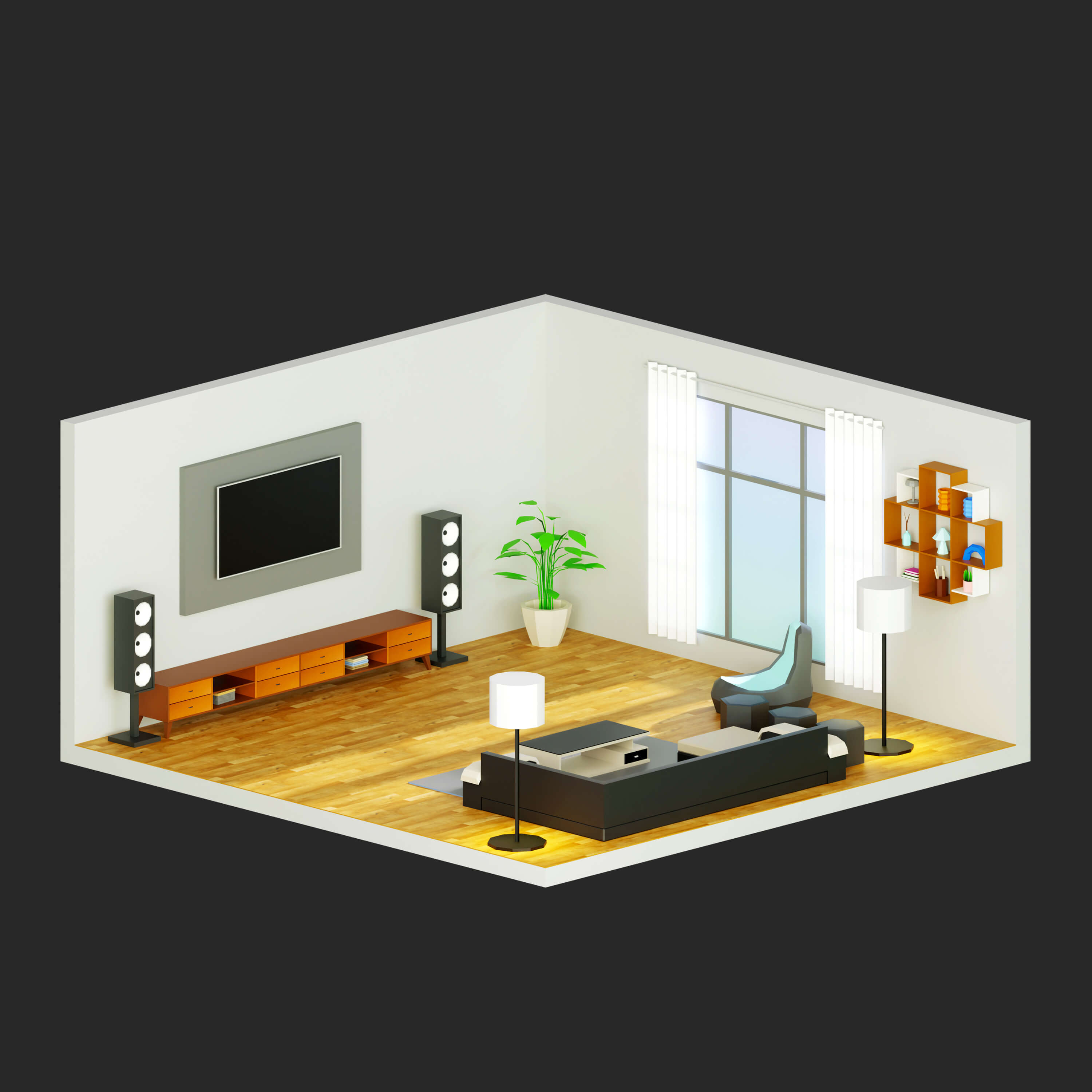 Interior Room 4 Low-Poly 3D Model 3D Model