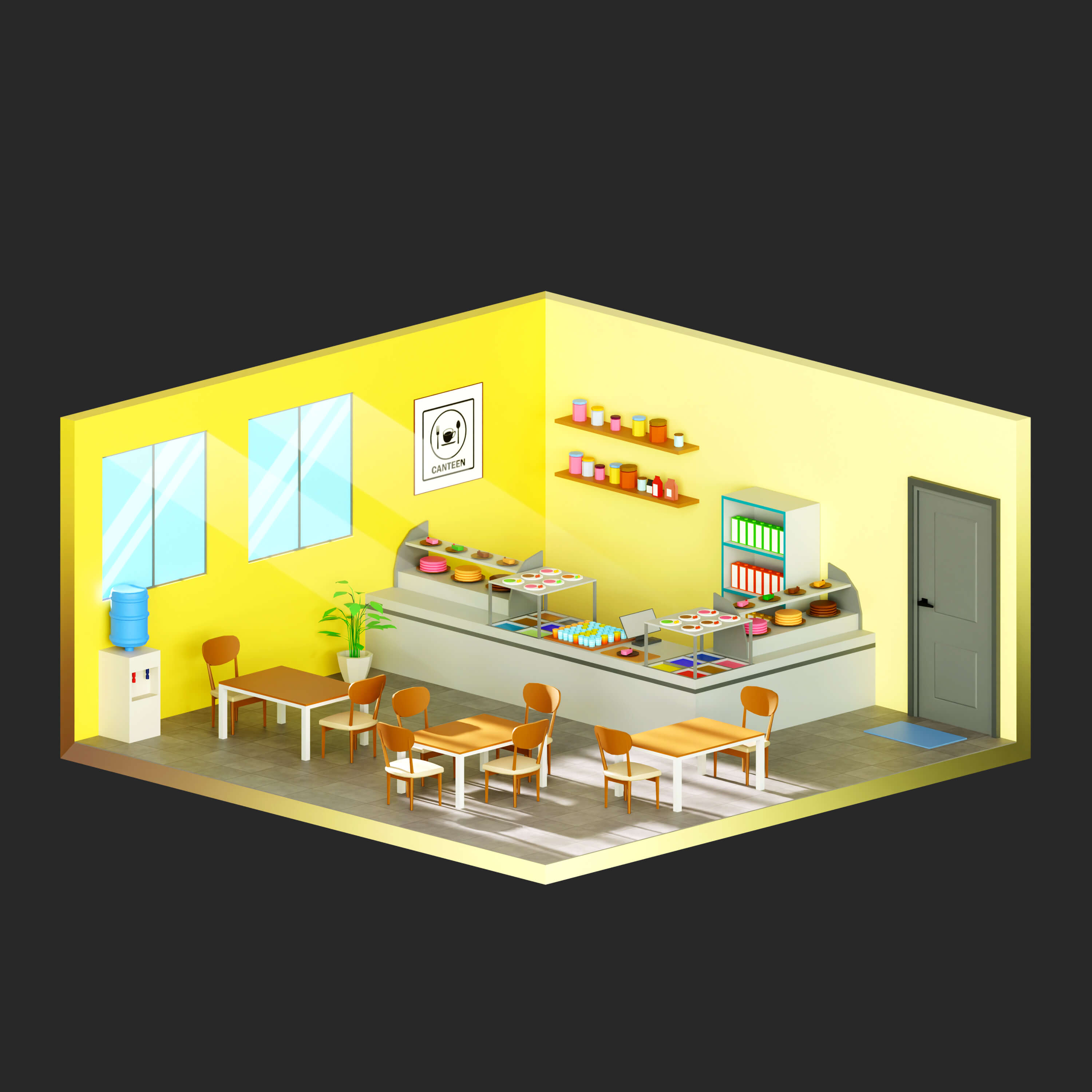 Interior Room 4 Low-Poly 3D Model 3D Model