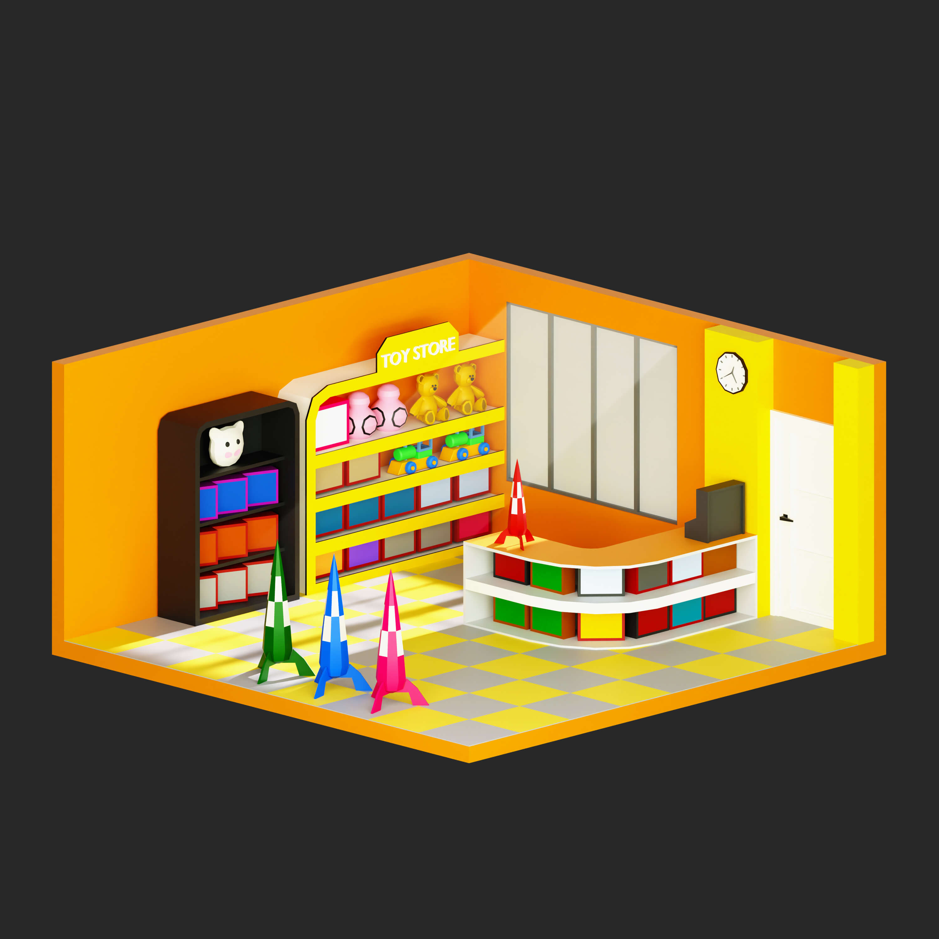 Interior Room 4 Low-Poly 3D Model 3D Model