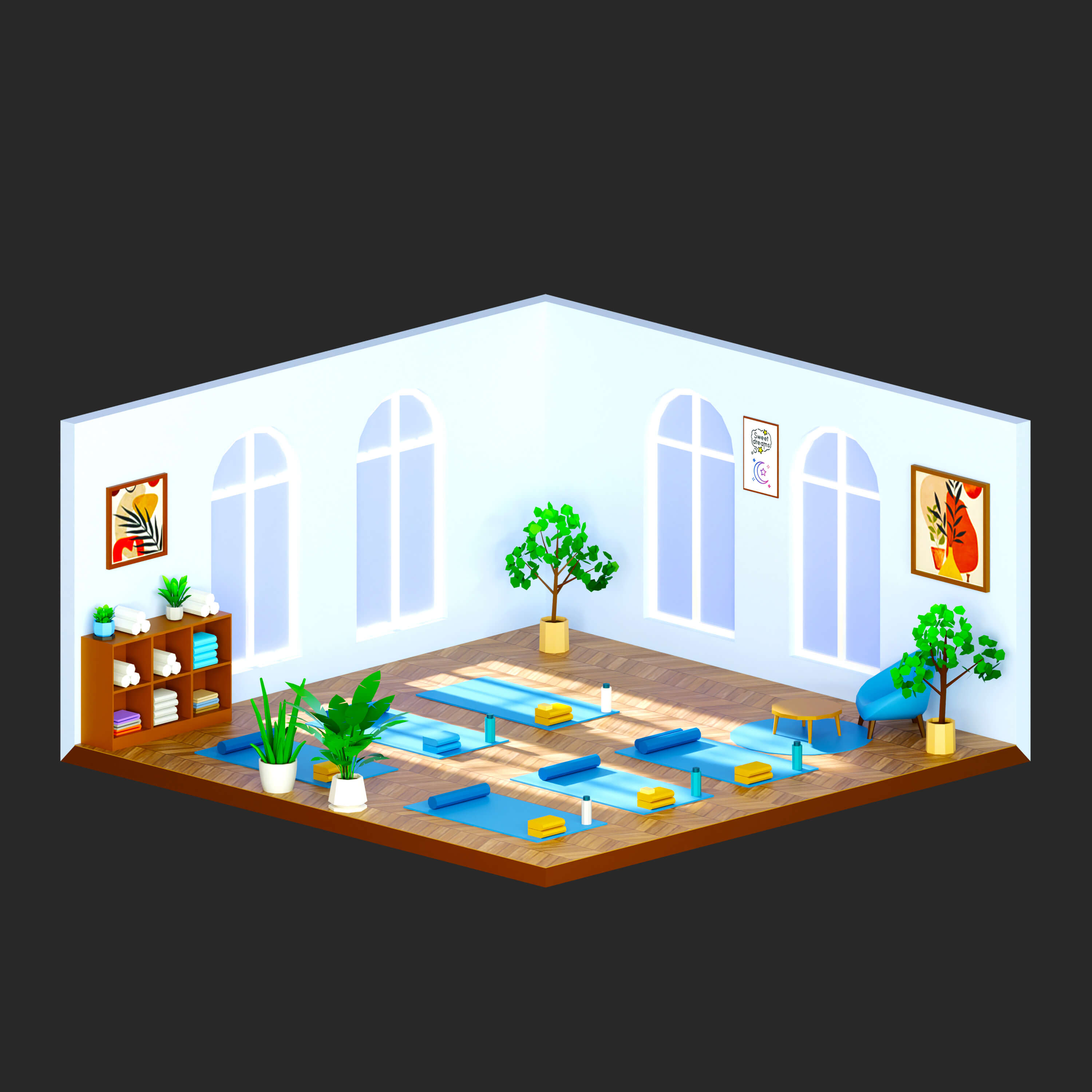 Interior Room 4 Low-Poly 3D Model 3D Model