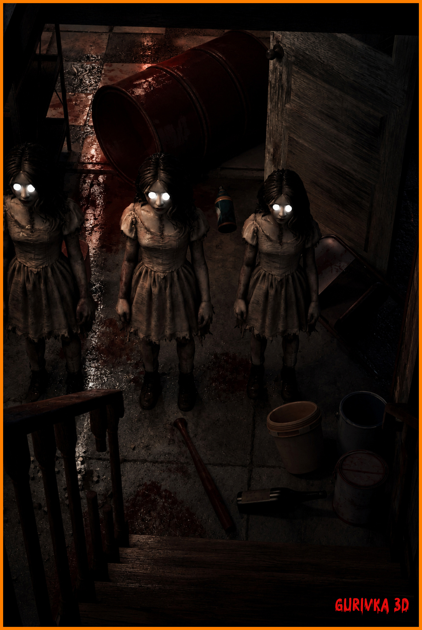 Sisters 3D Render, Digital Artwork by Mirikoya