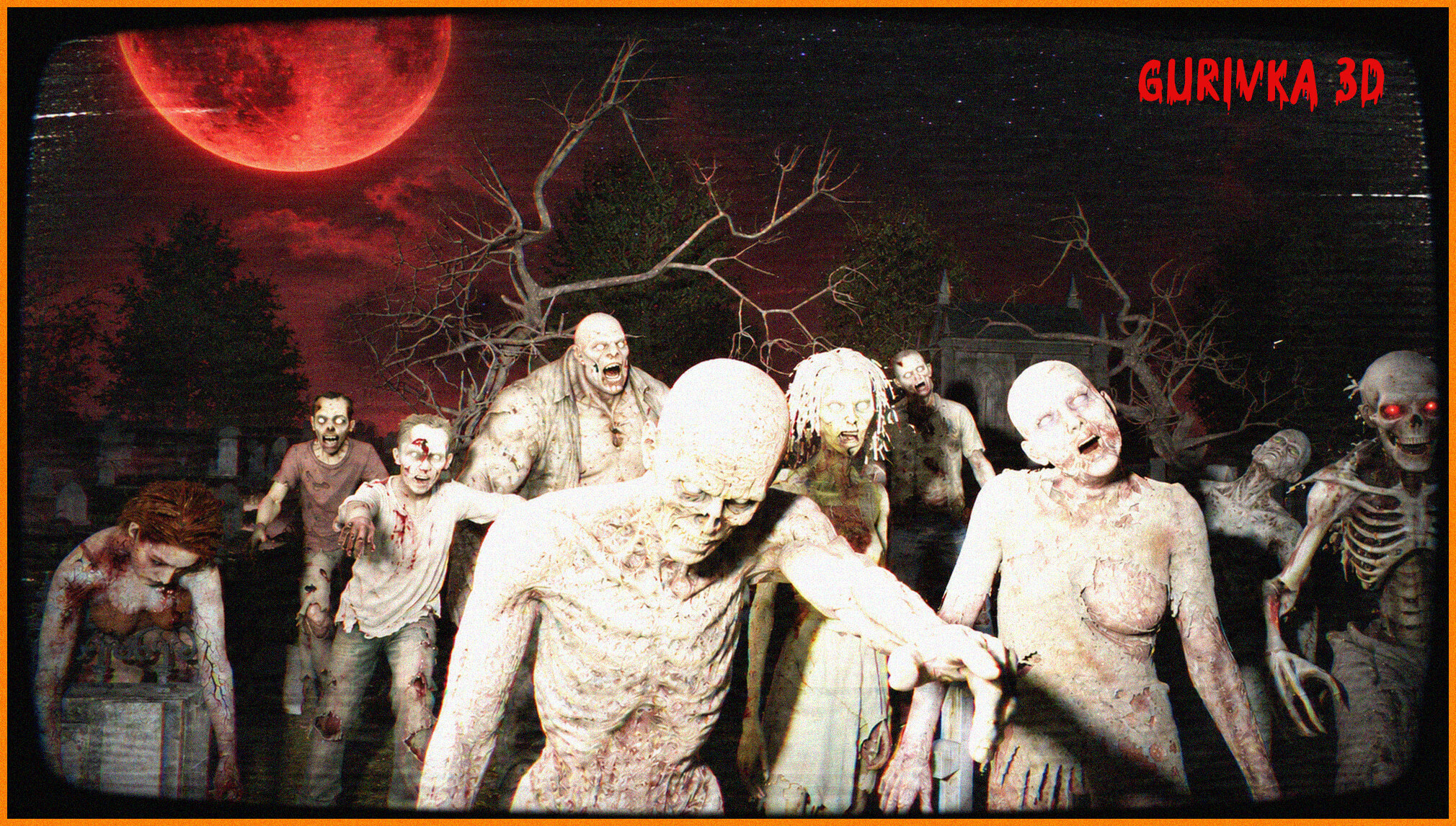 Zombies Are Drawn to the Light Too 3D Render, Digital Artwork by Mirikoya