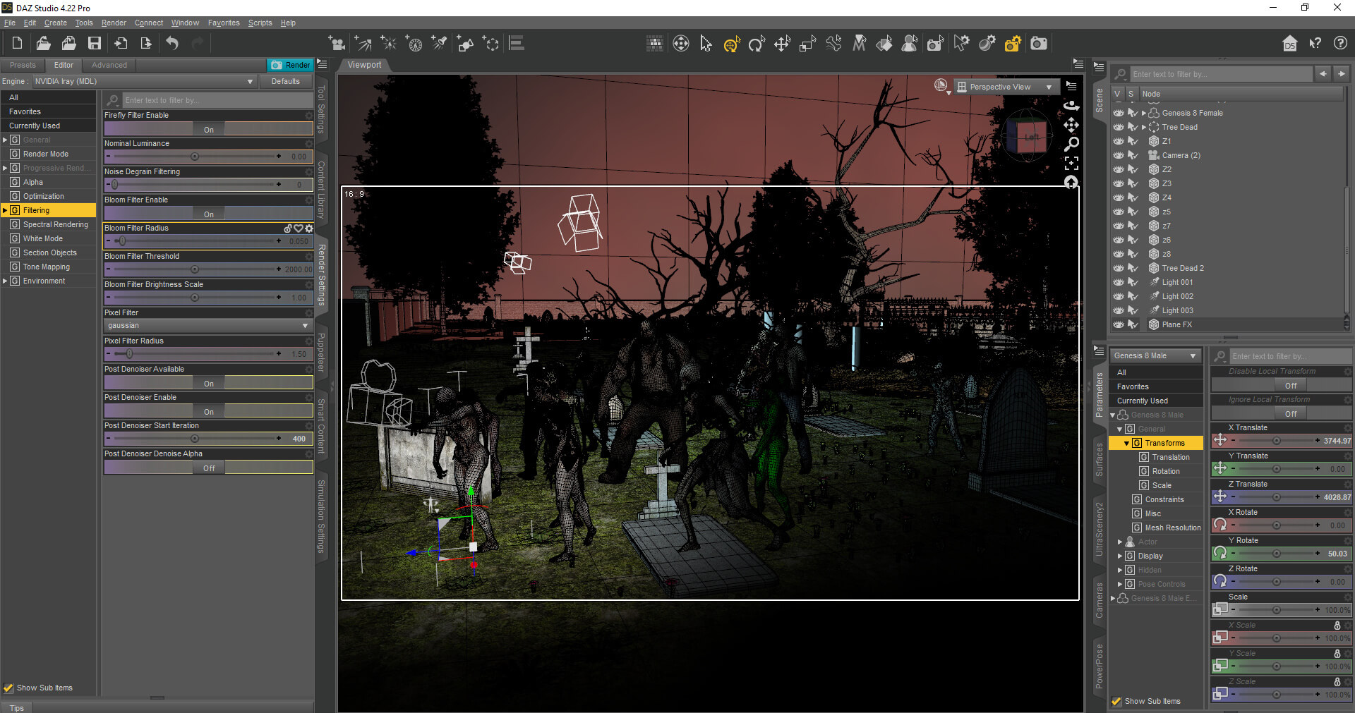 Zombies Are Drawn to the Light Too 3D Render, Digital Artwork by Mirikoya