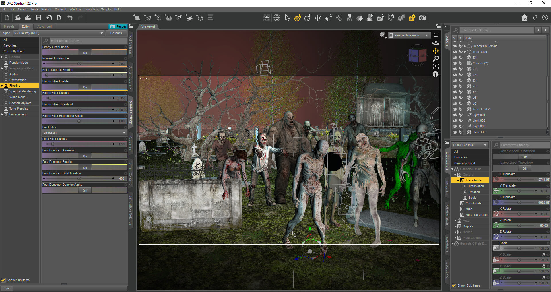 Zombies Are Drawn to the Light Too 3D Render, Digital Artwork by Mirikoya