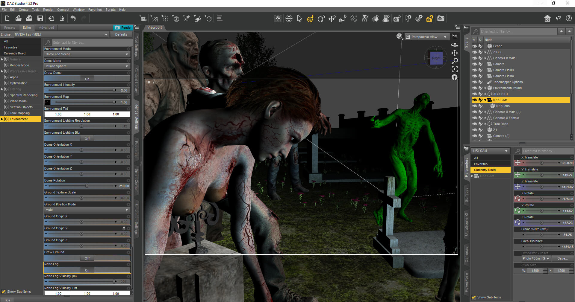 Zombies Are Drawn to the Light Too 3D Render, Digital Artwork by Mirikoya