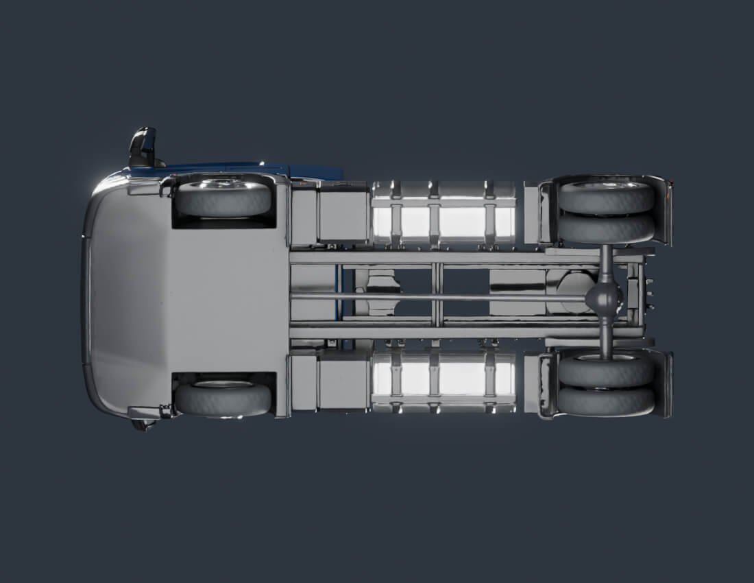 Animated European Semi Truck 3D Model