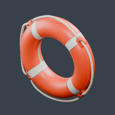 Orange Lifebuoy with Grab Rope by MrBean 3D Model