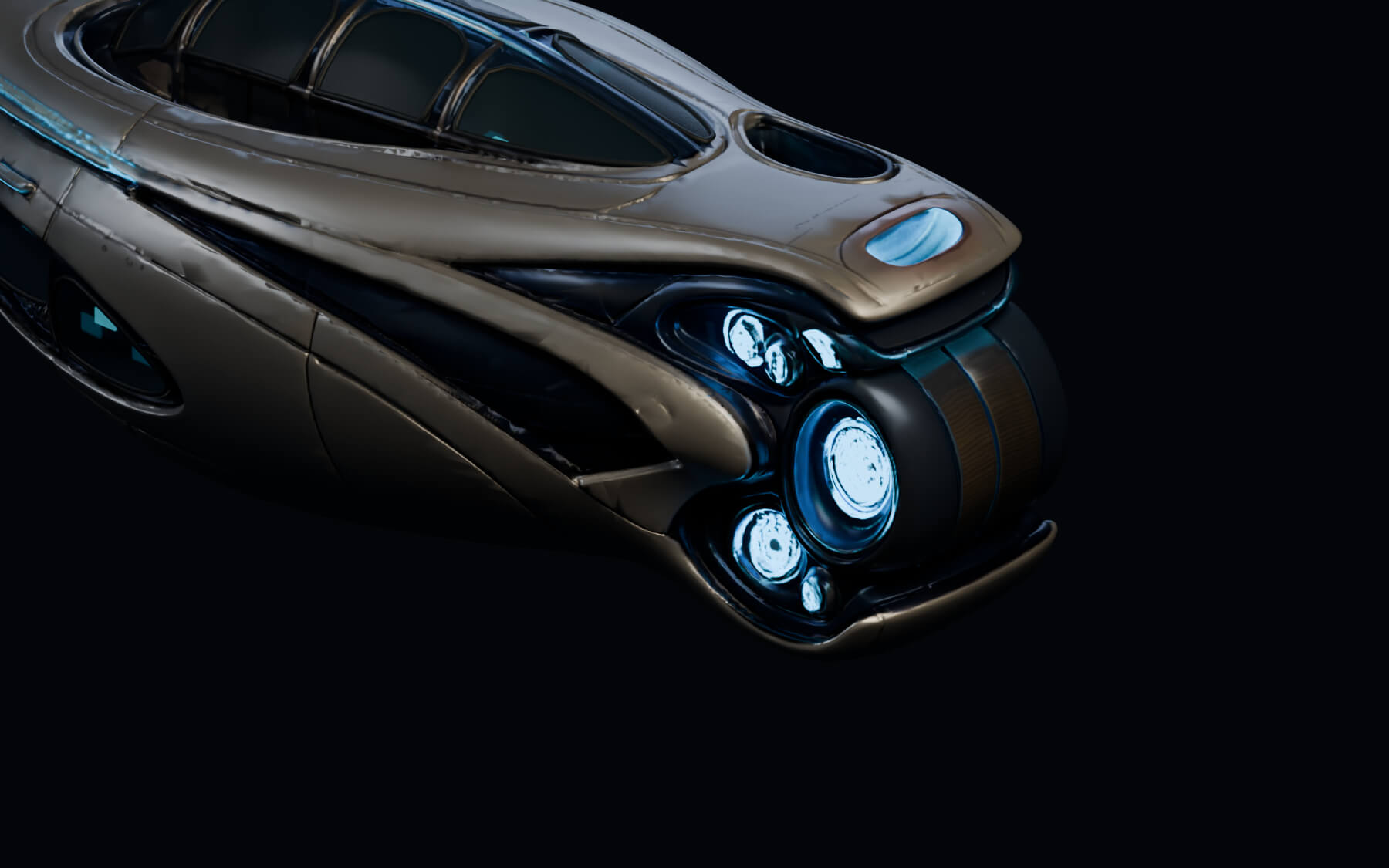 Twin-Lobed Explorer - Sci-Fi Starship with Animated Lights 3D Model