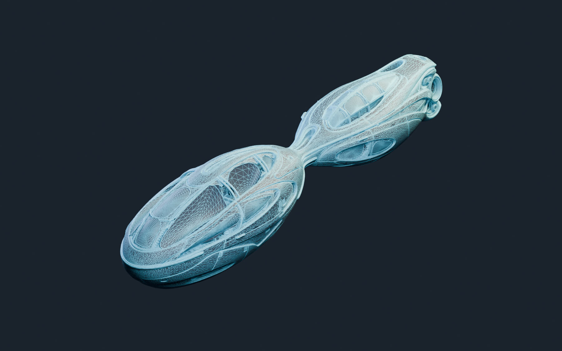 Twin-Lobed Explorer - Sci-Fi Starship with Animated Lights 3D Model